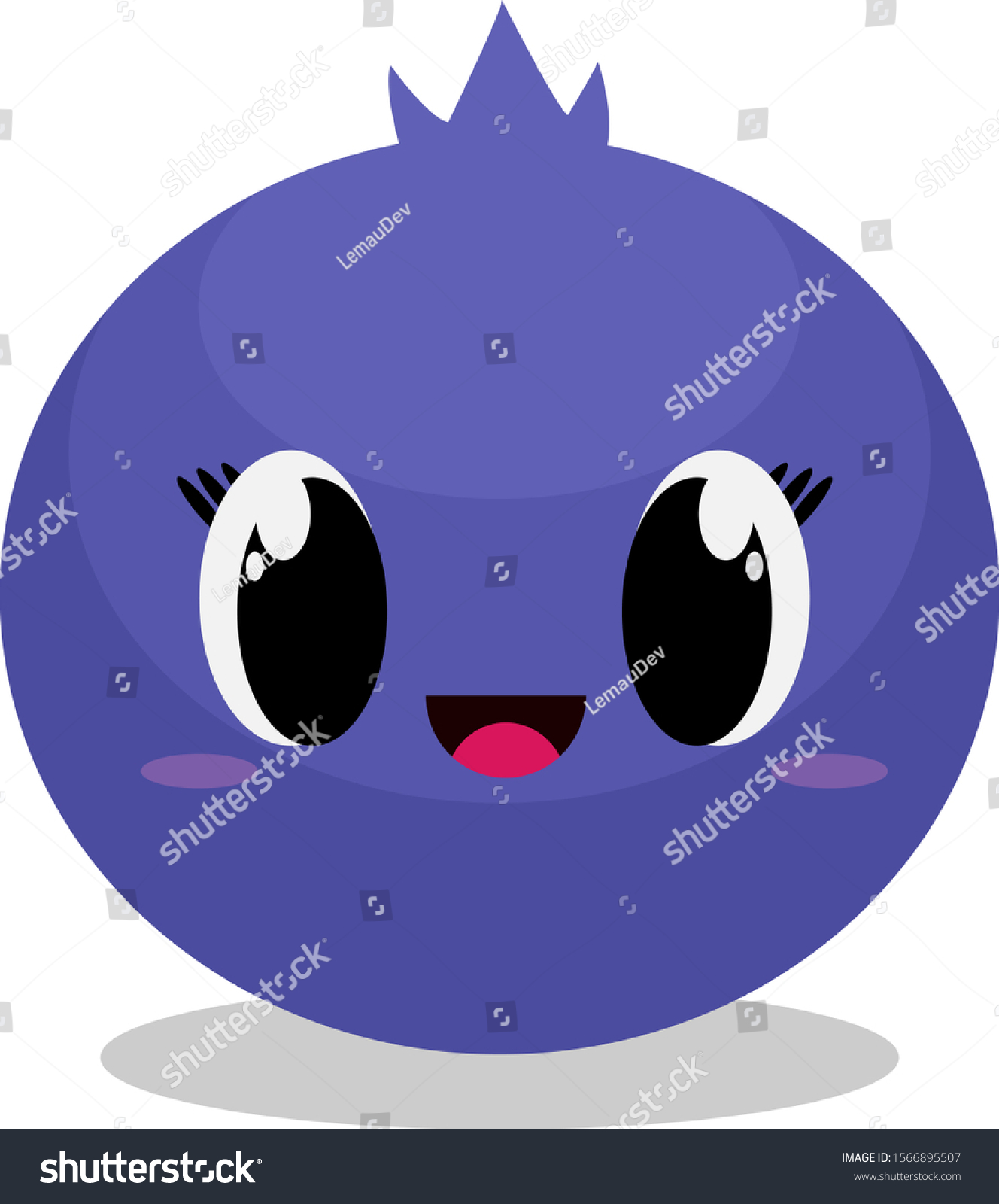 Isolated Cartoon Blueberry Blueberries Fruit Funny Stock Vector