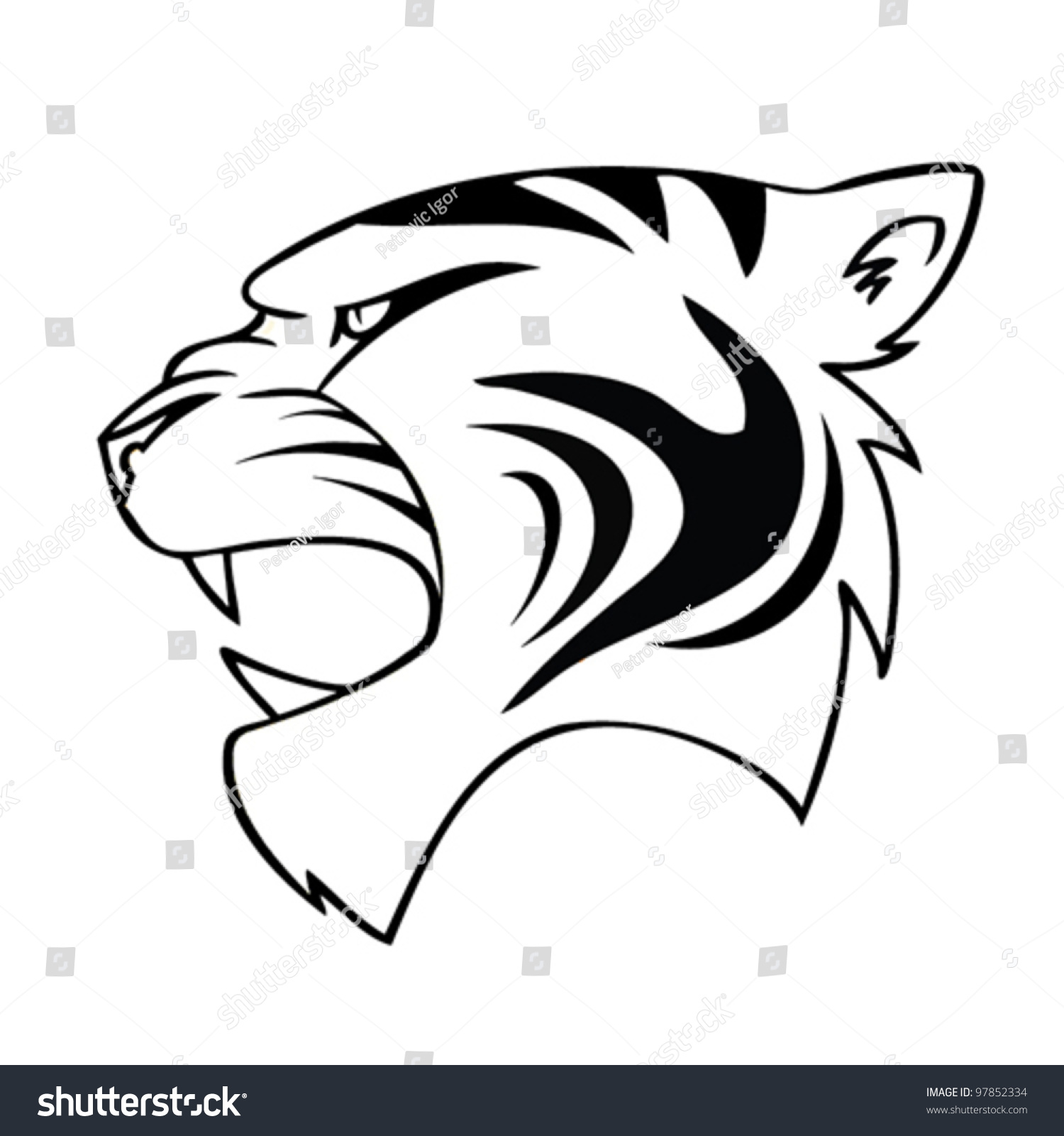 Isolated Cartoon Tiger Head - Vector Illustration - 97852334 : Shutterstock