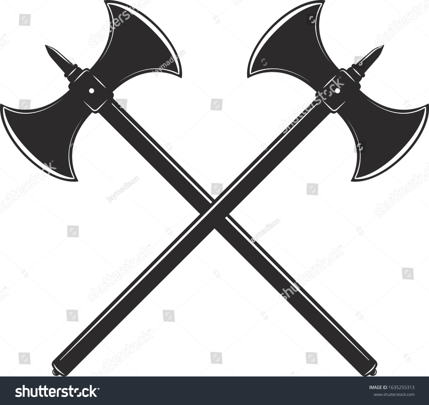 Isolated Crossed Axe Crossed Broad Axe Stock Vector Royalty Free
