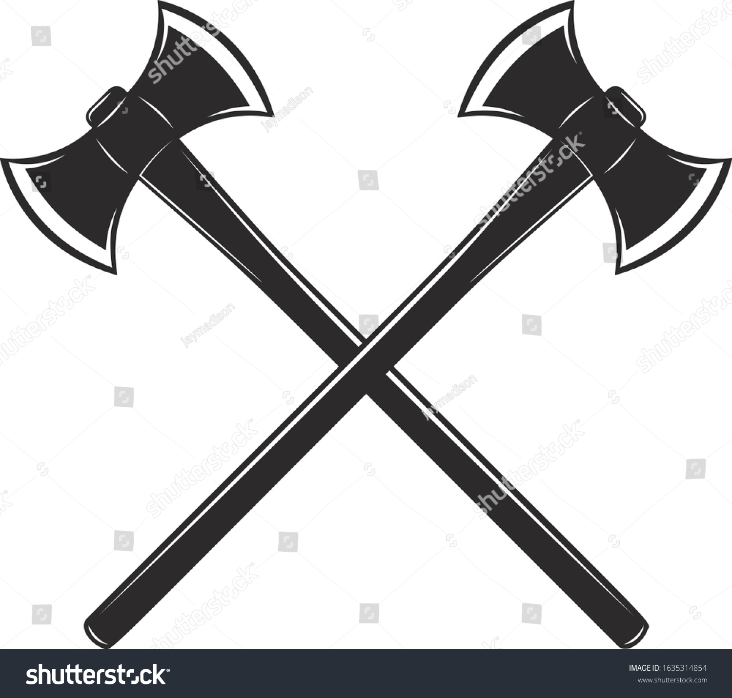 Isolated Crossed Axes Battle Axe Two Stock Vector Royalty Free