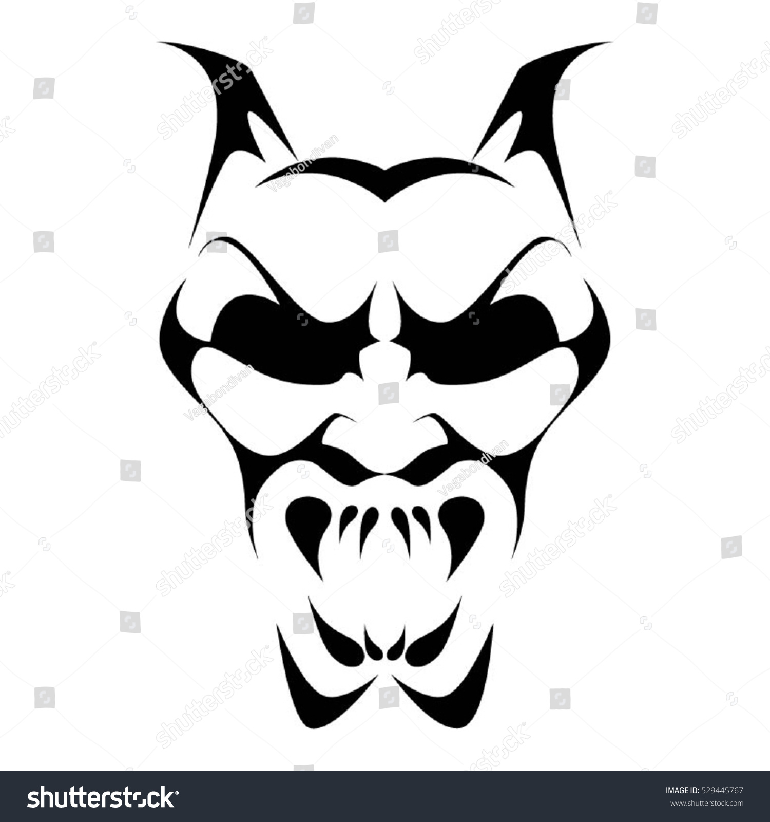 Isolated Devils Face Drawing Black White Stock Vector 529445767