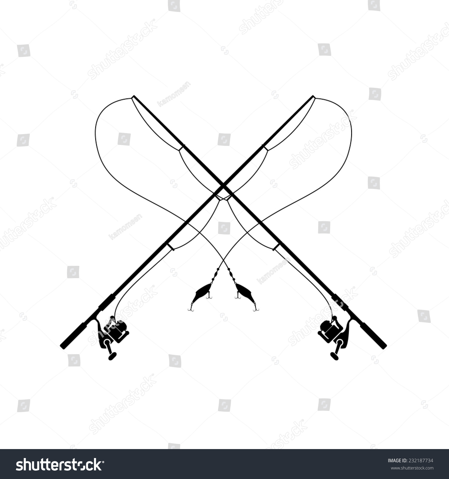 Download Isolated Fishing Rod Stock Vector 232187734 - Shutterstock