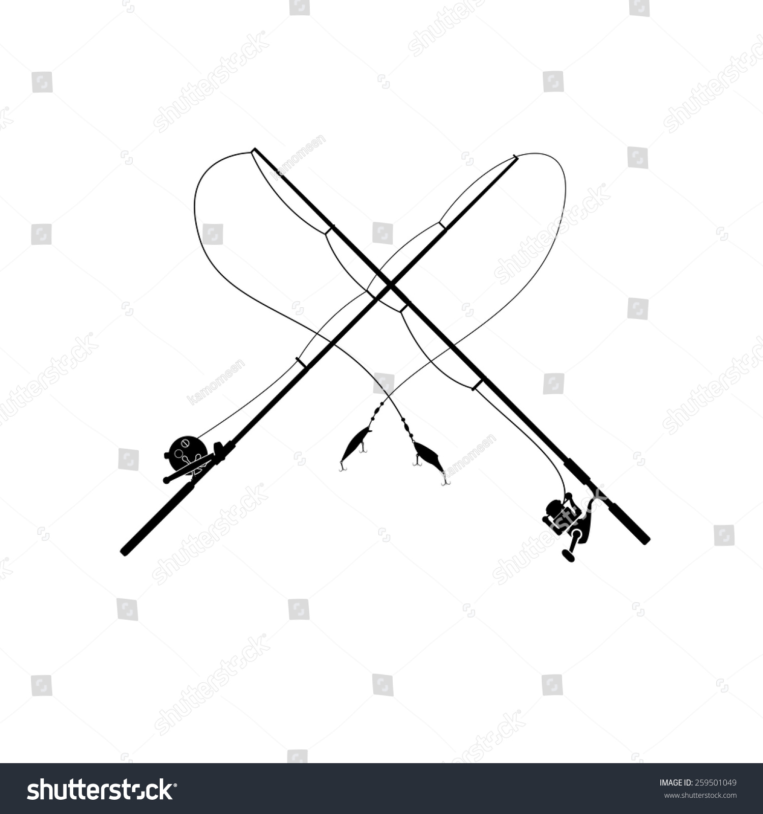 Isolated Fishing Rod Stock Vector (Royalty Free) 259501049 - Shutterstock