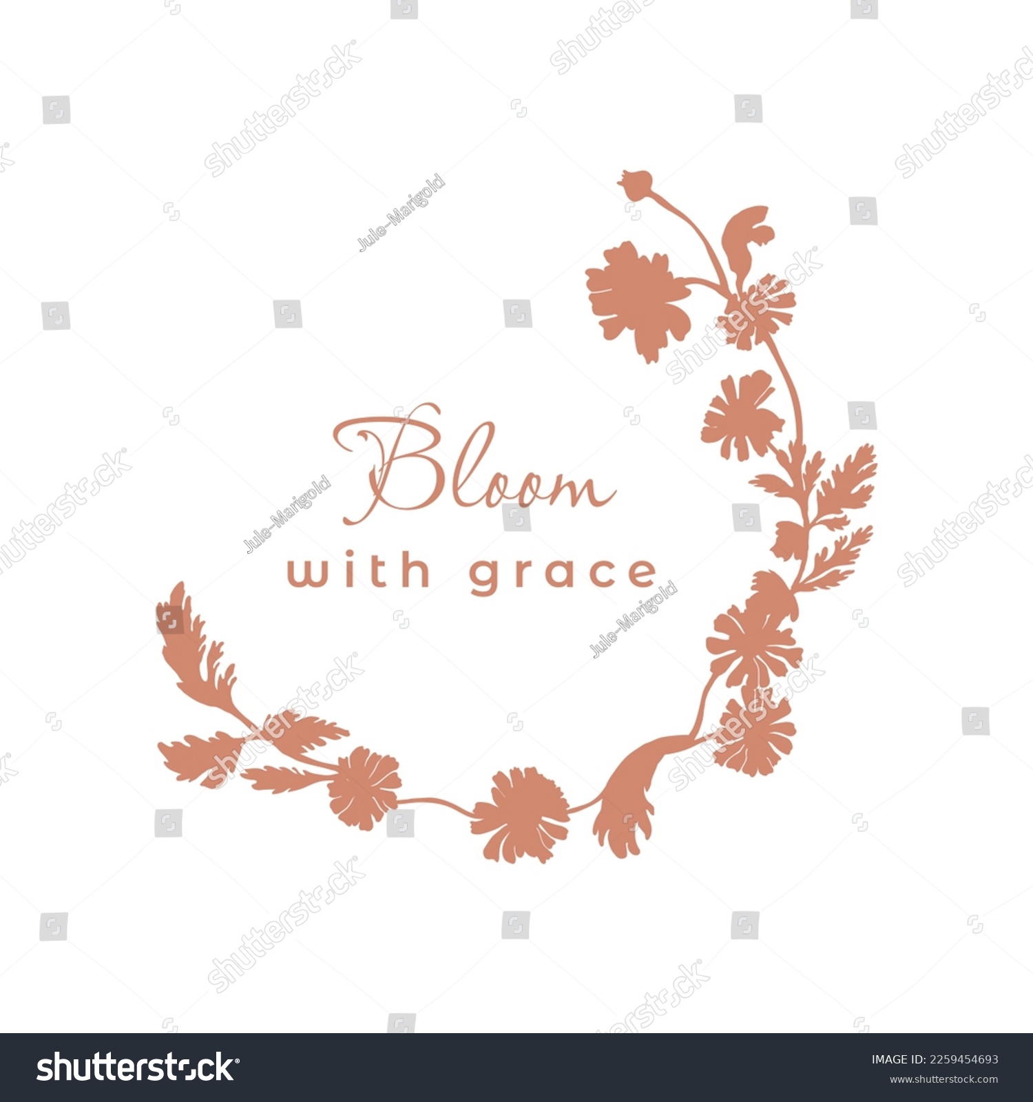 SVG of Isolated half-wreath with flat silhouettes of camomille flowers. One-color flower parts are isolated on the white background. Hand-drawn parts of the camomille or daisy flowers and leaves. svg