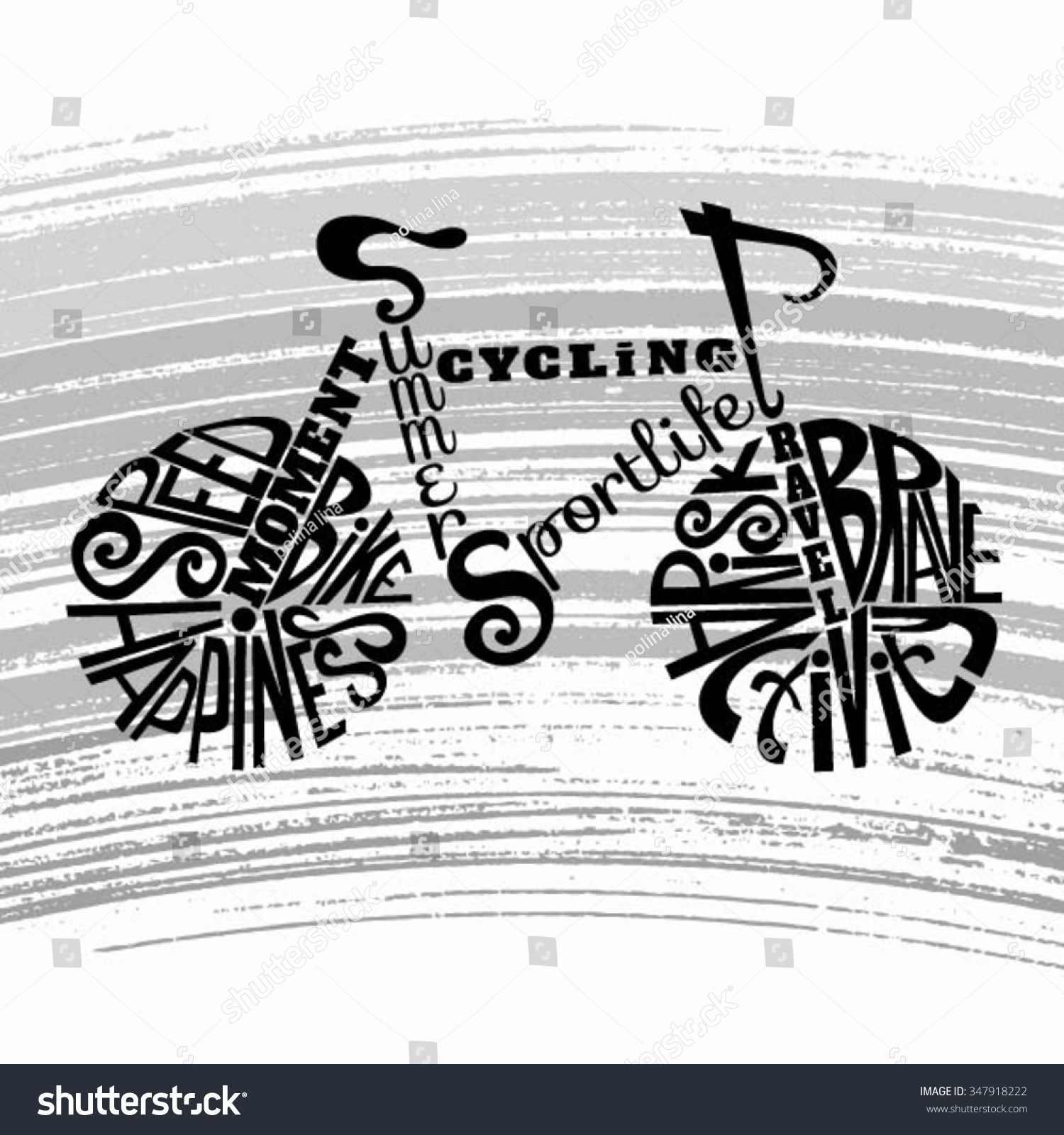 Isolated Icon Bike Made Wordshand Drawn Stock Vector 347918222 ... - Stock Vector IsolateD Icon Of Bike MaDe From WorDs HanD Drawn Hipster Interior Poster Calligraphic Cute 347918222