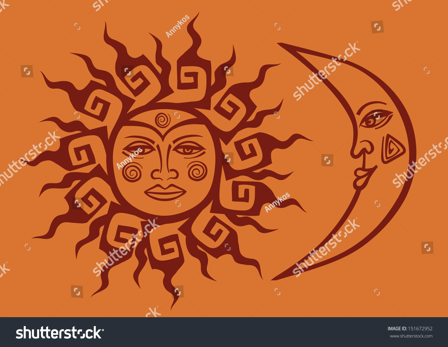 Isolated Icon Tribal Sun Crescent Moon Stock Vector 151672952 ...