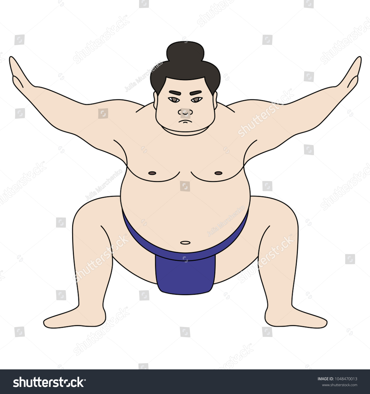 Isolated Illustration Sumo Wrestler Colorful Drawing Stock Vector Royalty Free