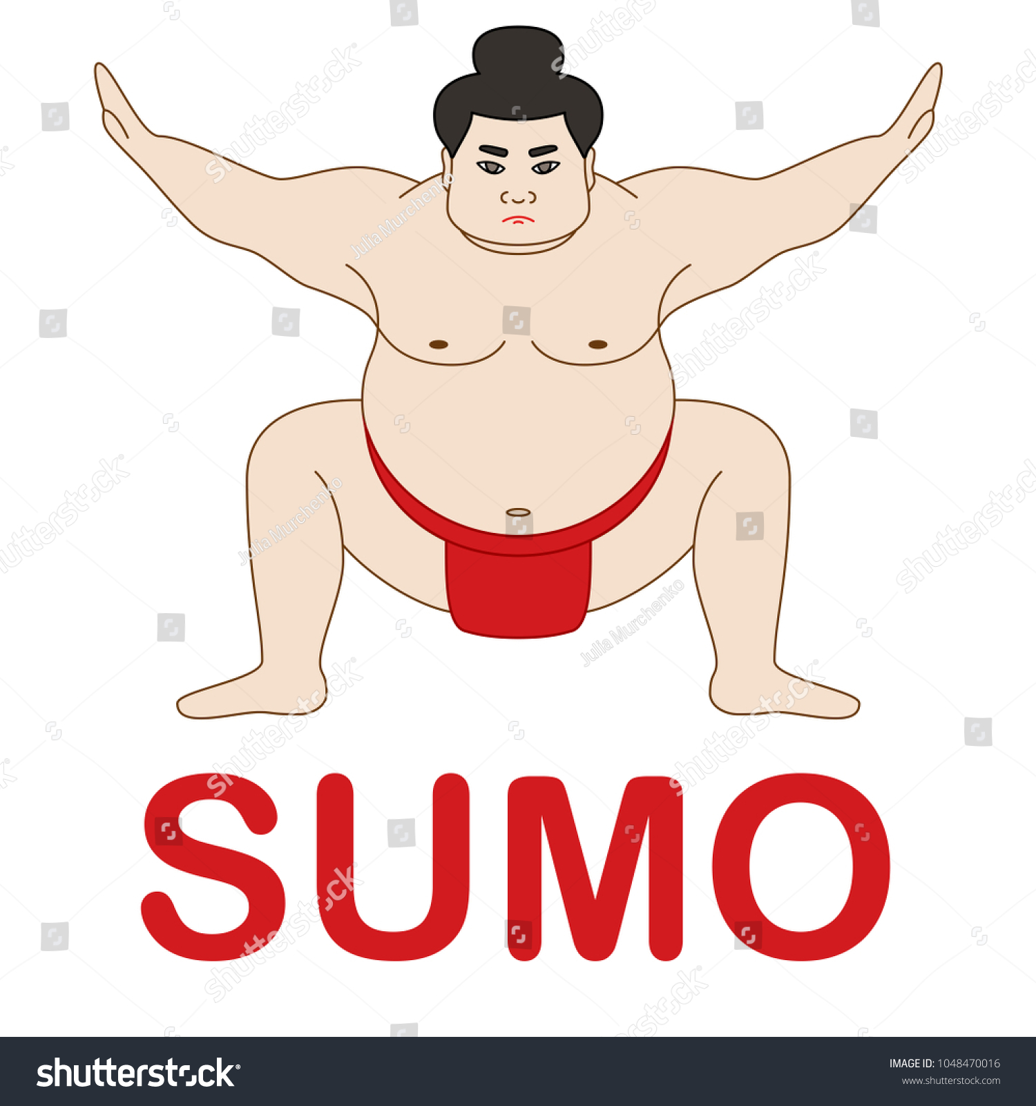 Isolated Illustration Sumo Wrestler Colorful Drawing Stock Vector Royalty Free