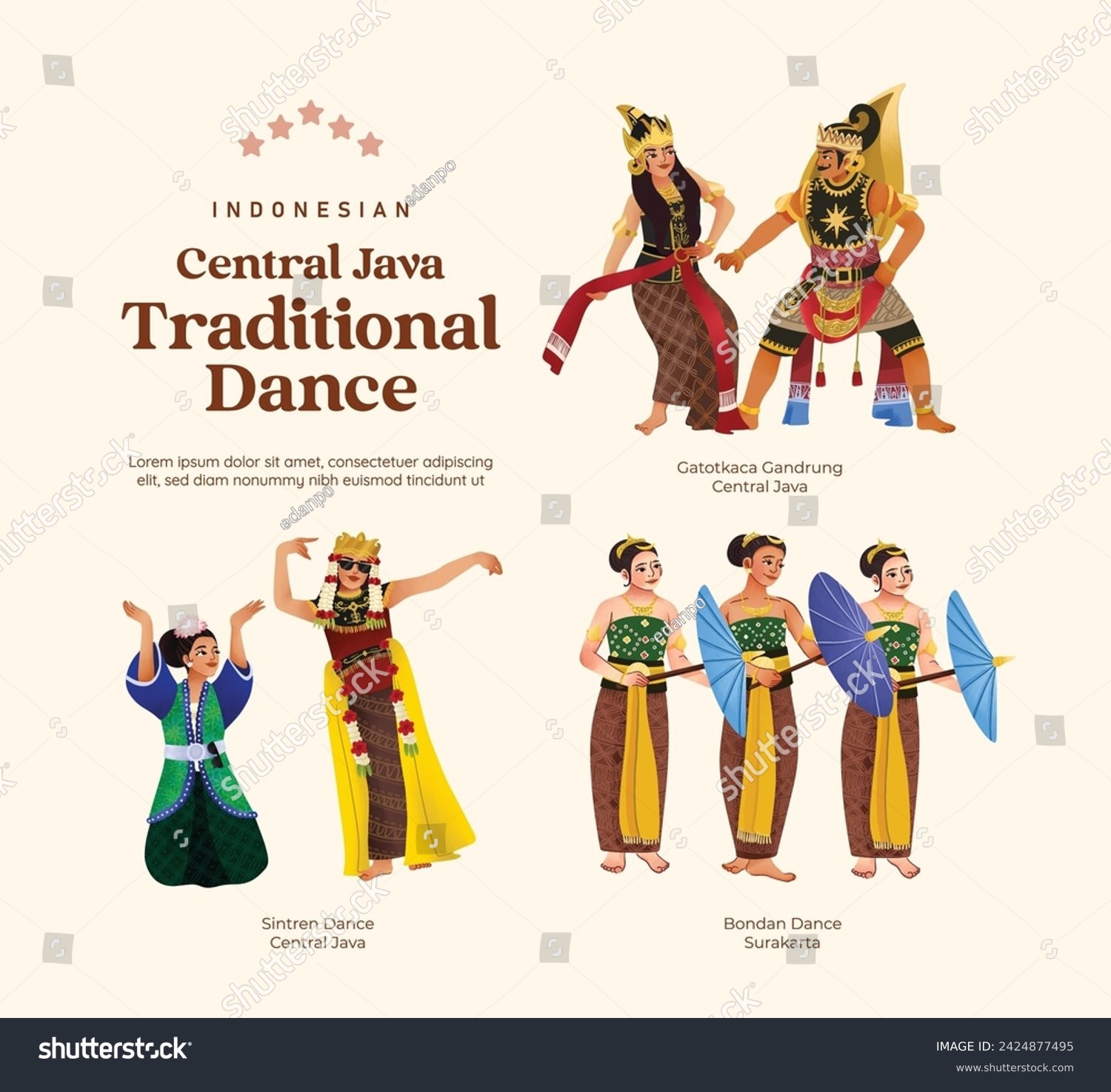 SVG of Isolated Indonesian culture Central Java Dance illustration cell shaded style svg