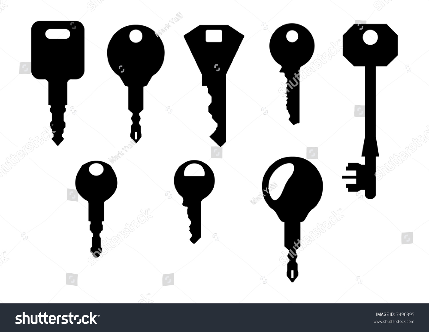 Download Isolated Key Shapes On White Background Stock Vector ...
