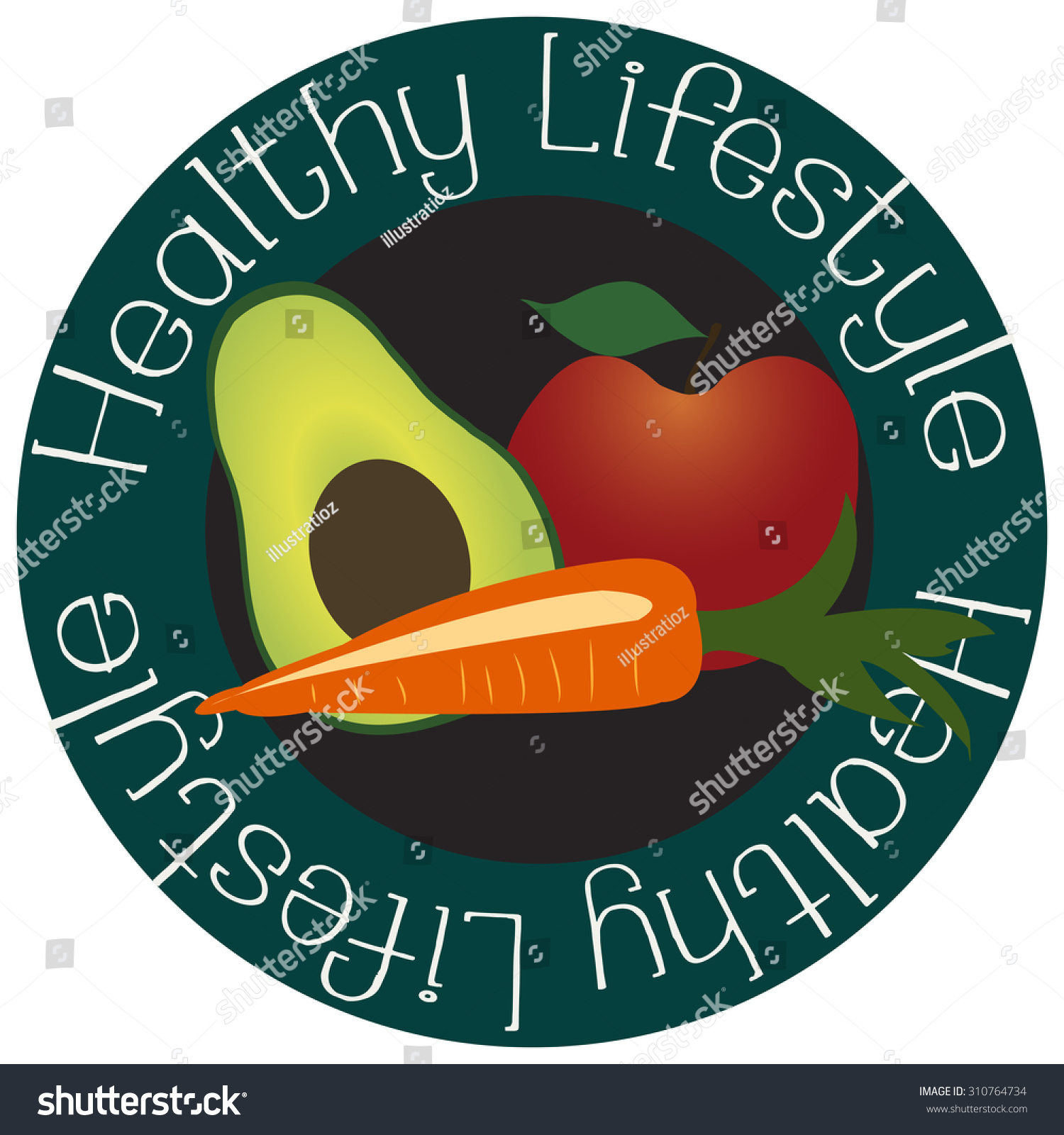 Isolated Label Text Healthy Food Vector Stock Vector 310764734 ...