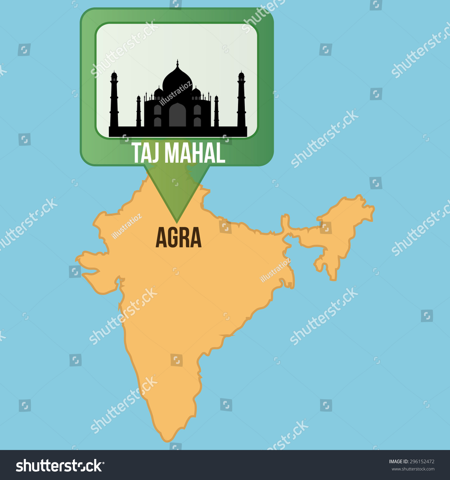 where is taj mahal in india map Isolated Map India Taj Mahal Vector Stock Vector Royalty Free where is taj mahal in india map