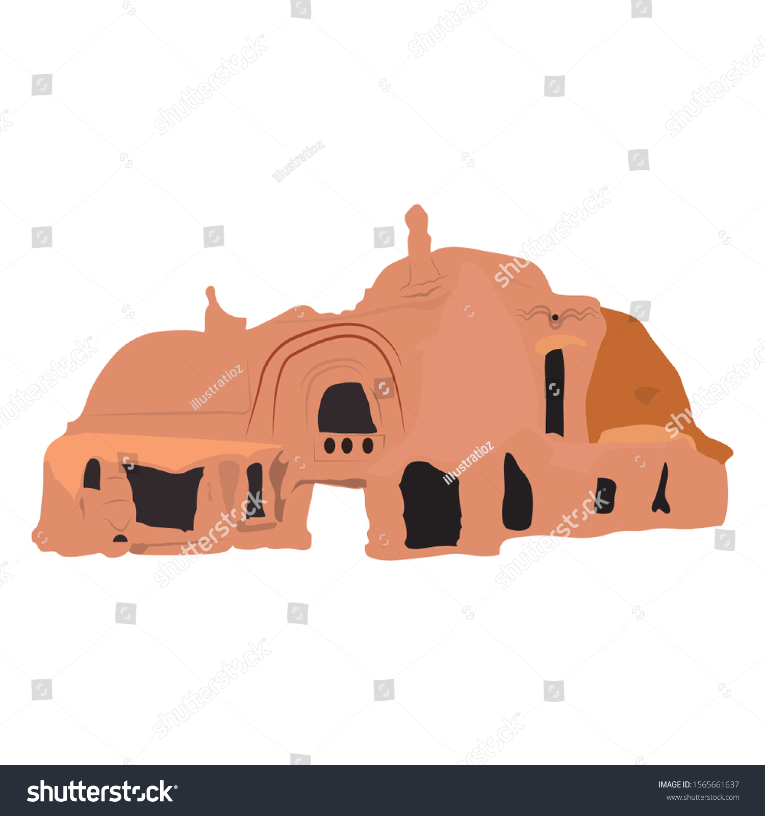 orange cave dwelling building design clip art preview