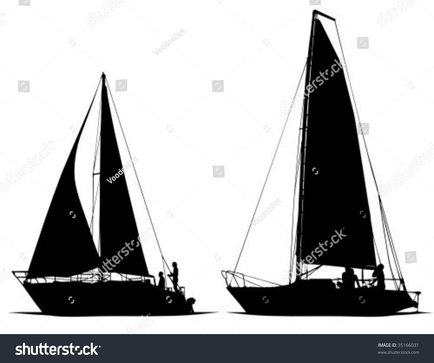 Isolated Of Sailboats Silhouette Illustration. - 35166031 : Shutterstock