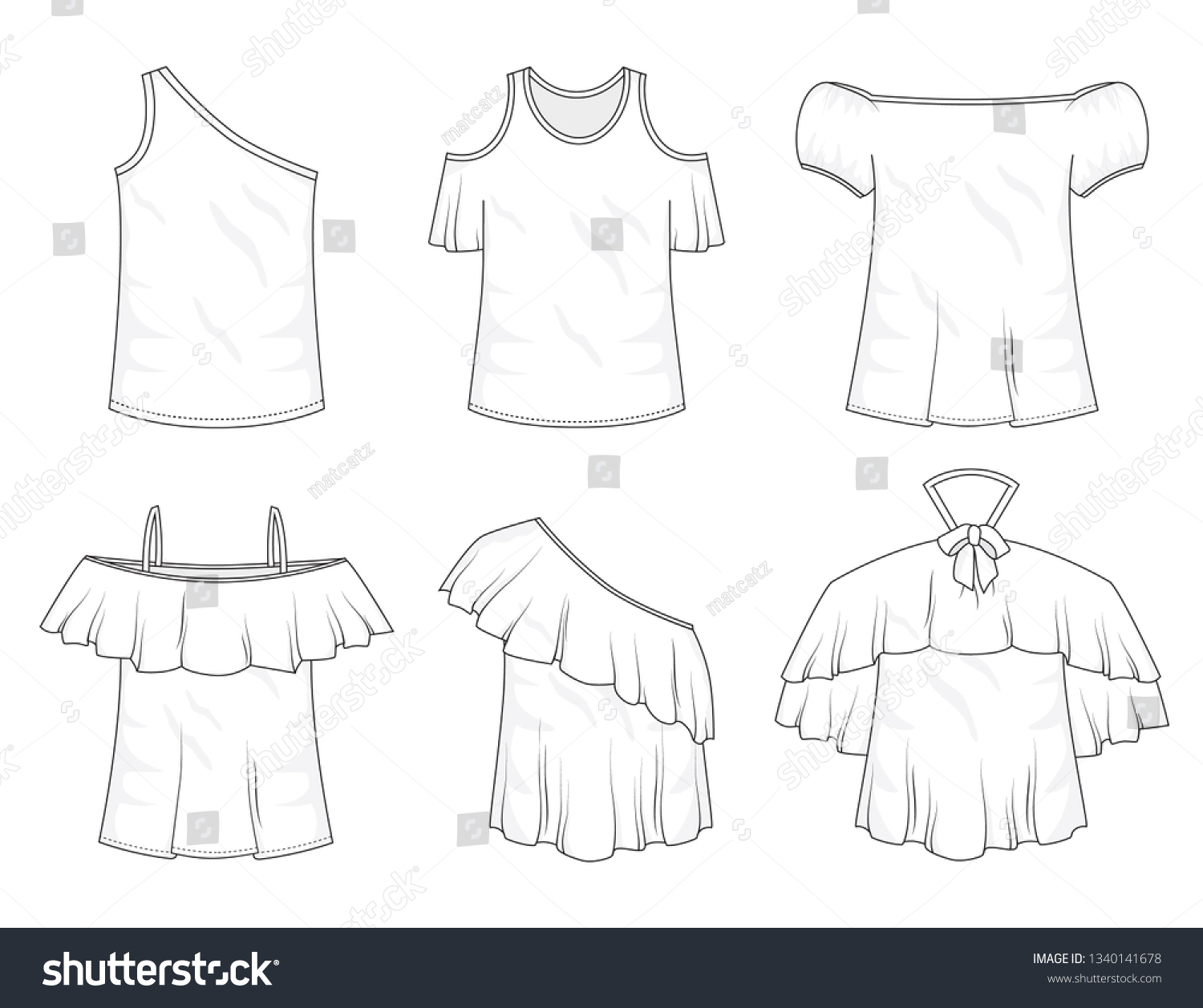 Isolated Off Shoulder Tops Object Clothes Stock Vector Royalty Free 1340141678