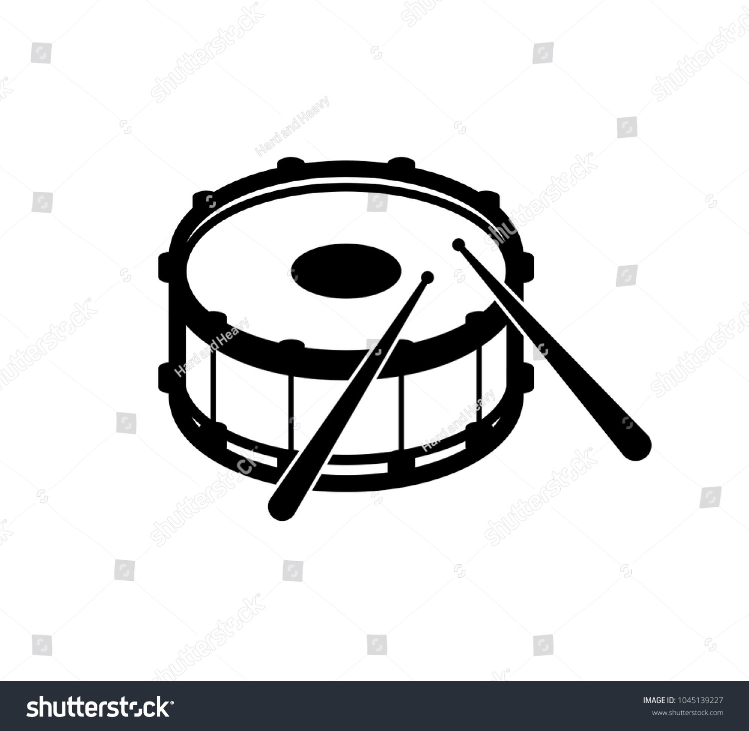 ドラムスティック付きアイコンスネアドラムの輪郭 打楽器 ベクターイラスト のベクター画像素材 ロイヤリティフリー 1045139227