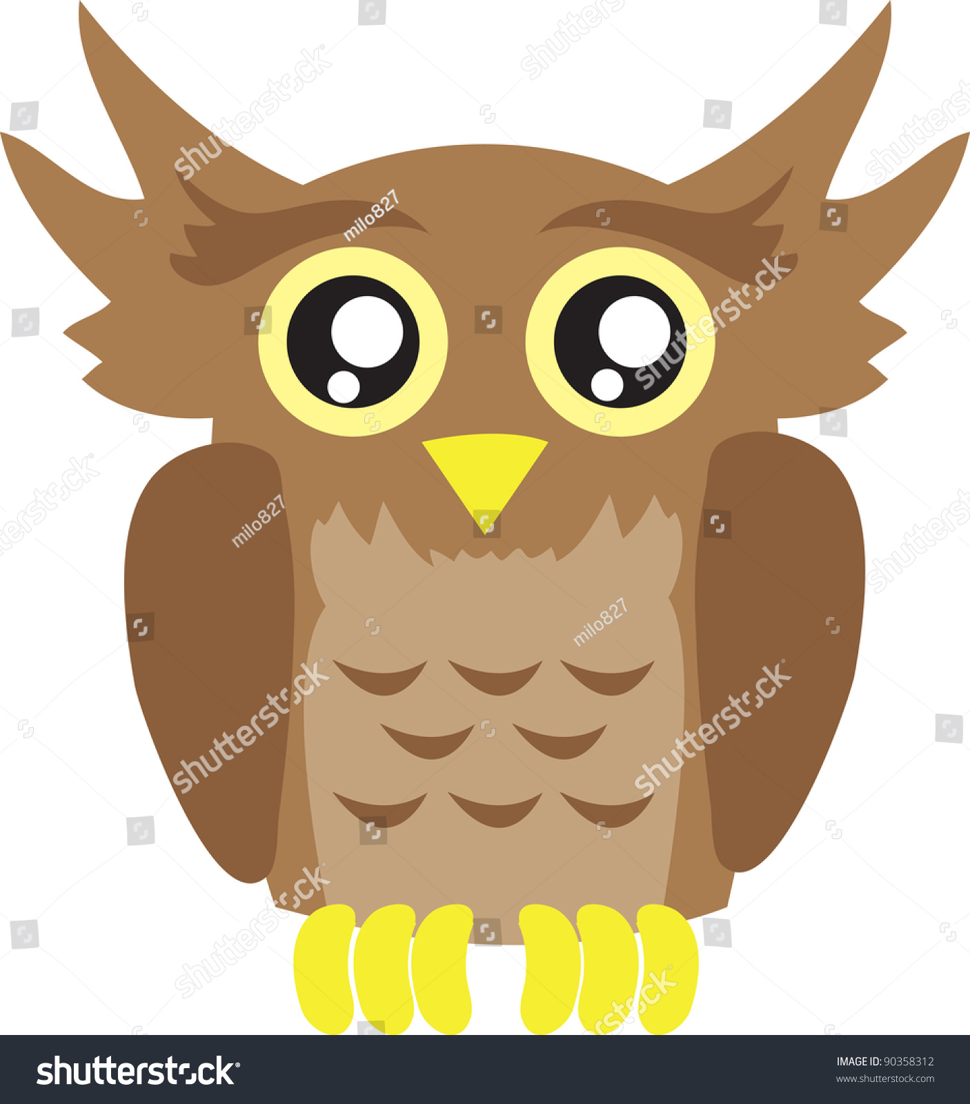 Isolated Owl Cartoon Bird Stock Vector Illustration 90358312 : Shutterstock