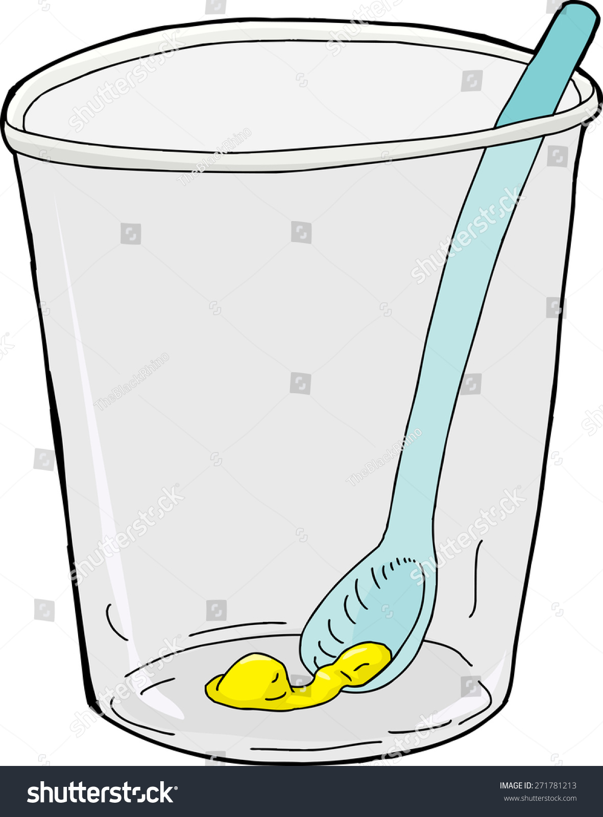 clear cup with blue spoon and yellow substance clip art preview