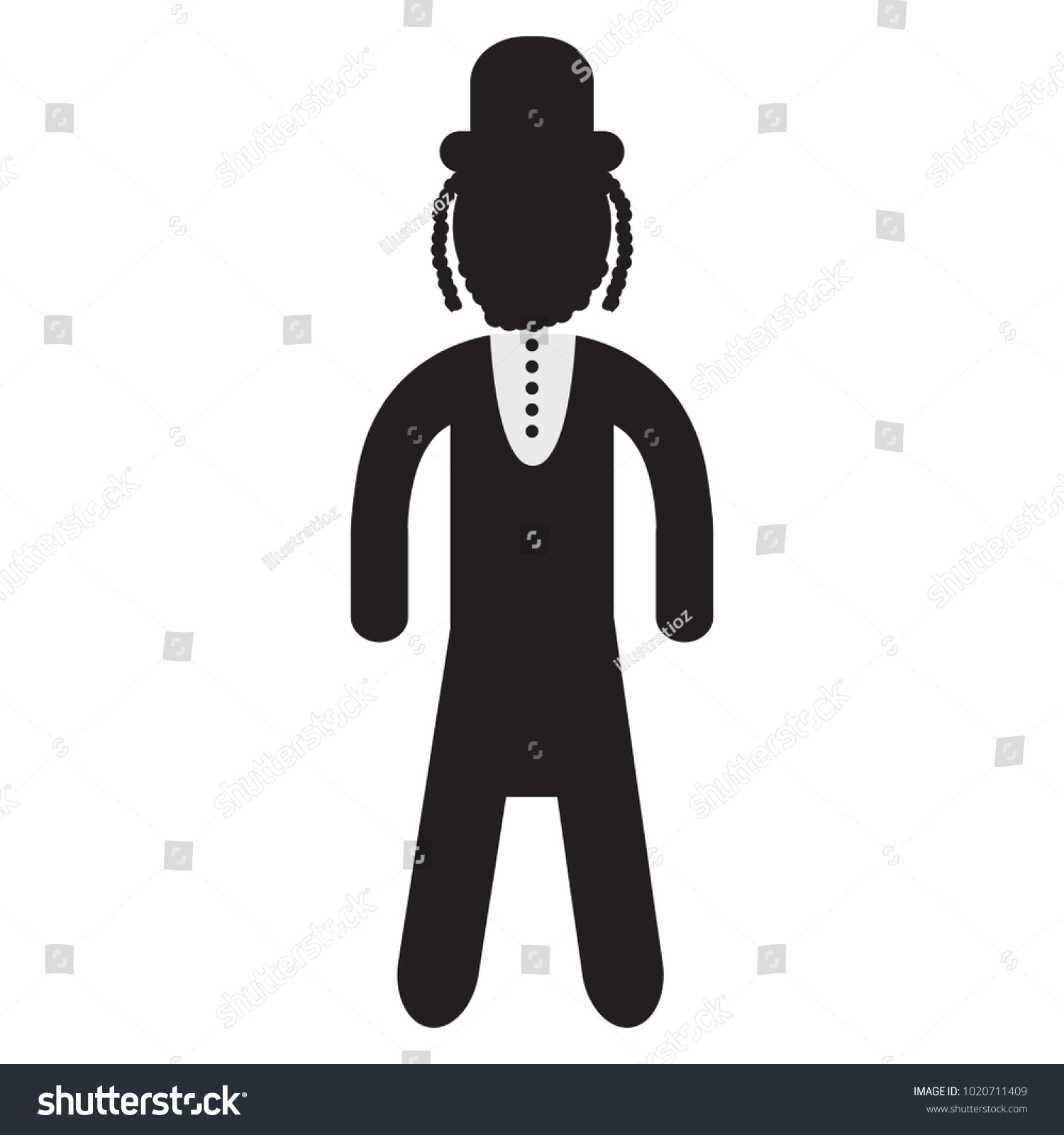 black silhouette jewish man with hat and side curls clip art preview