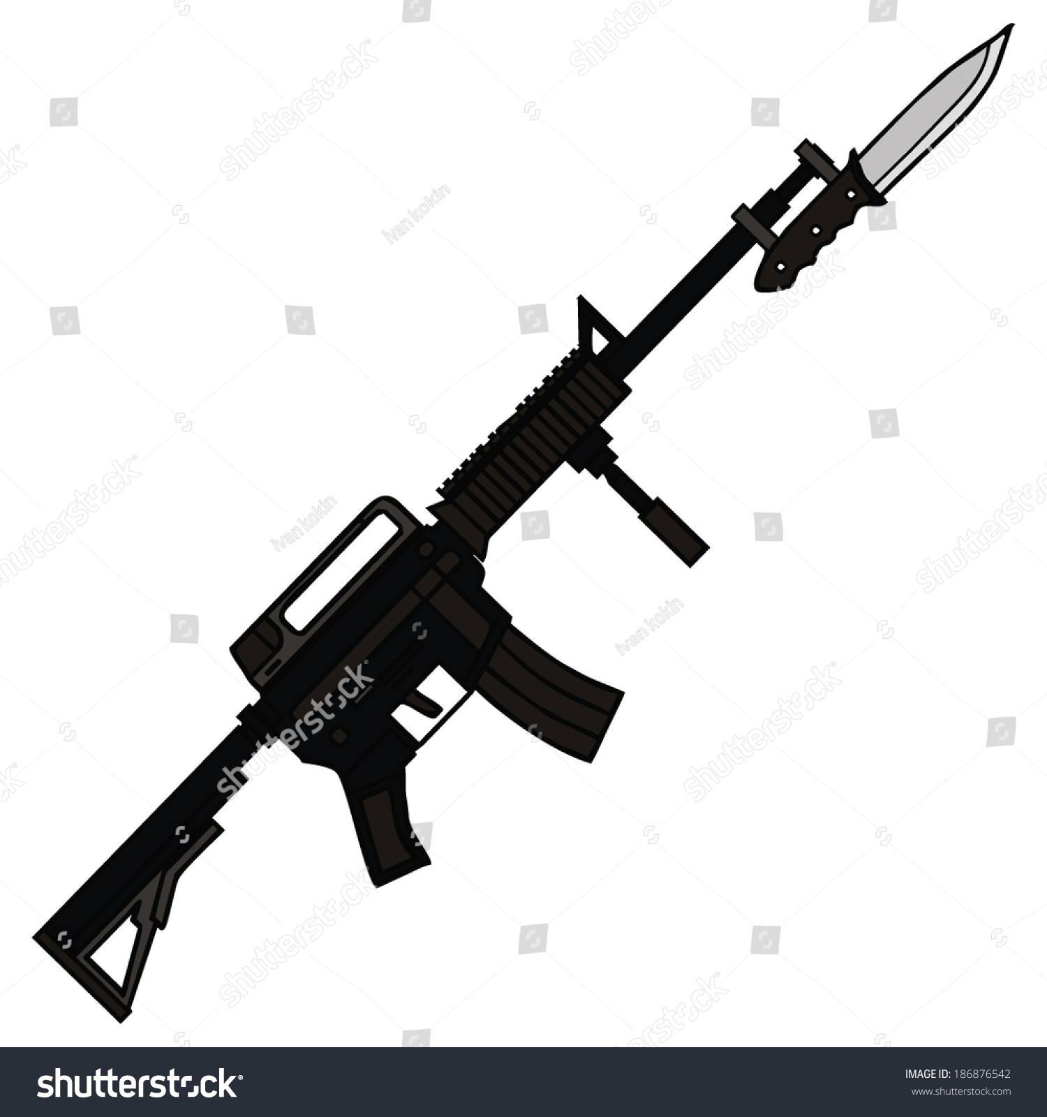 Isolated Rifle Knife Gun Vector Illustration Stock Vector (Royalty Free