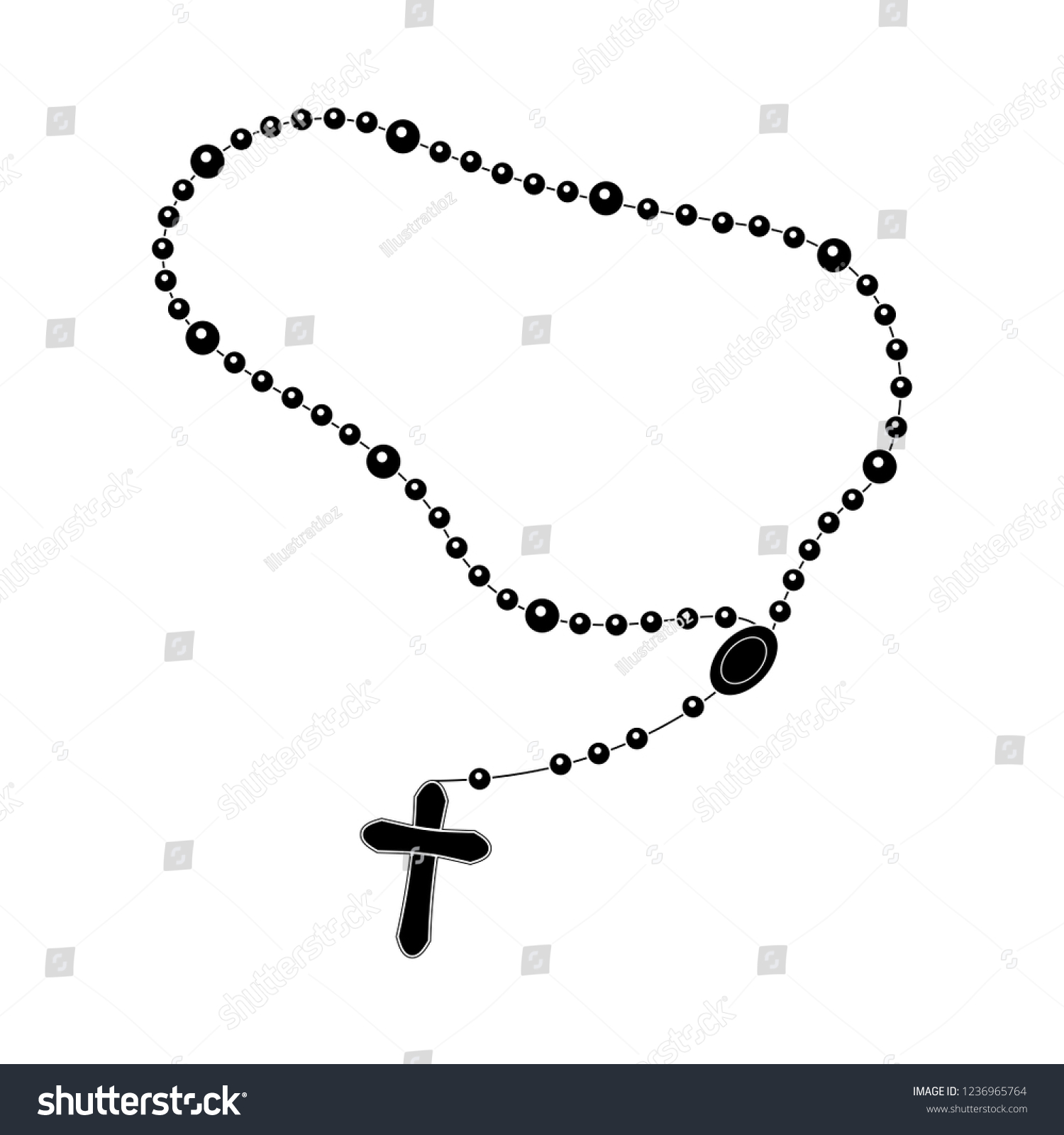 Isolated Rosary Beads Silhouette Vector Illustration Stock Vector ...