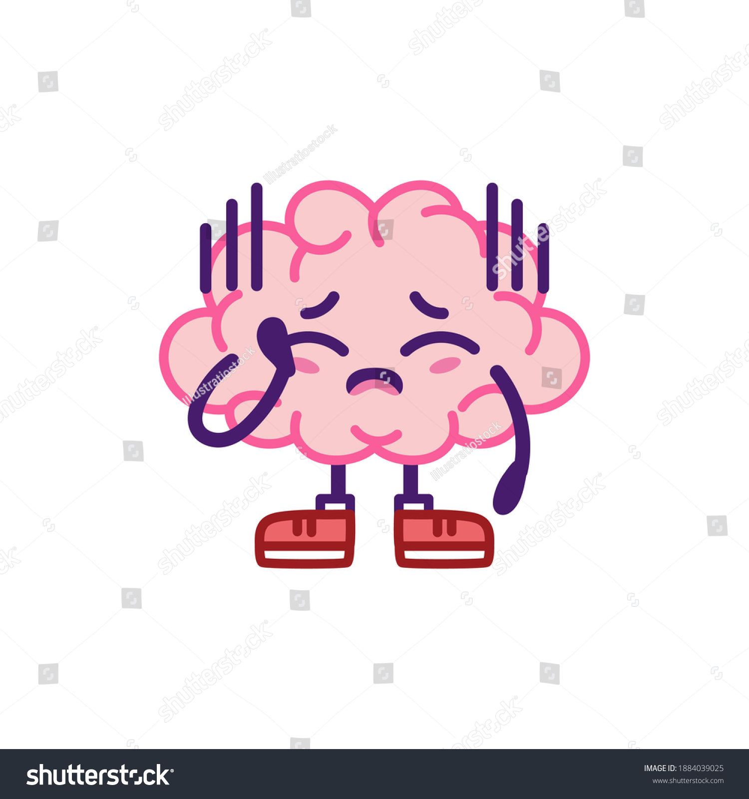 Isolated Sad Brain Cartoon Sad Face Stock Vector (Royalty Free) 1884039025