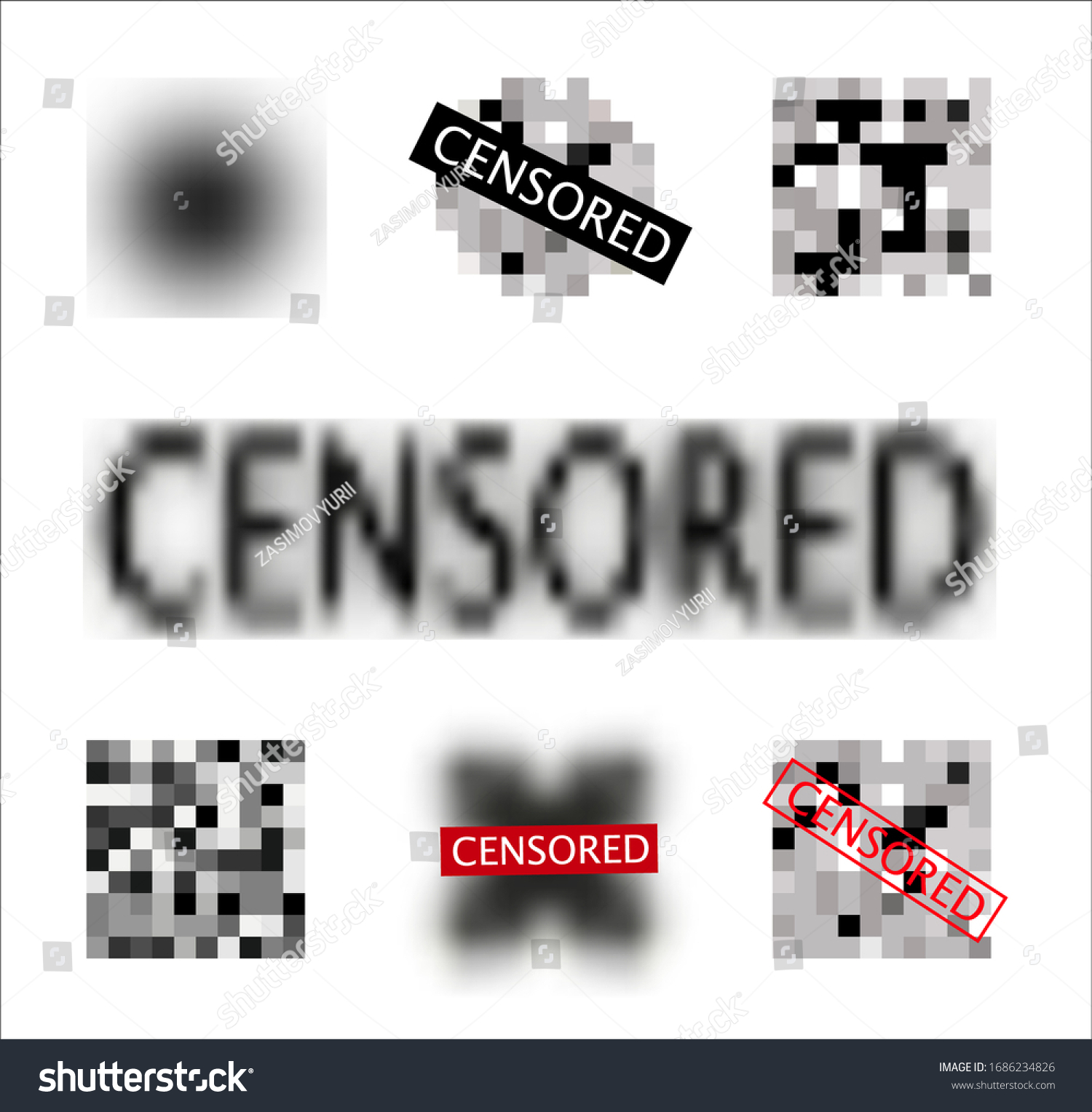 Isolated Set Censor Bar Censored Signs Stock Vector (royalty Free 