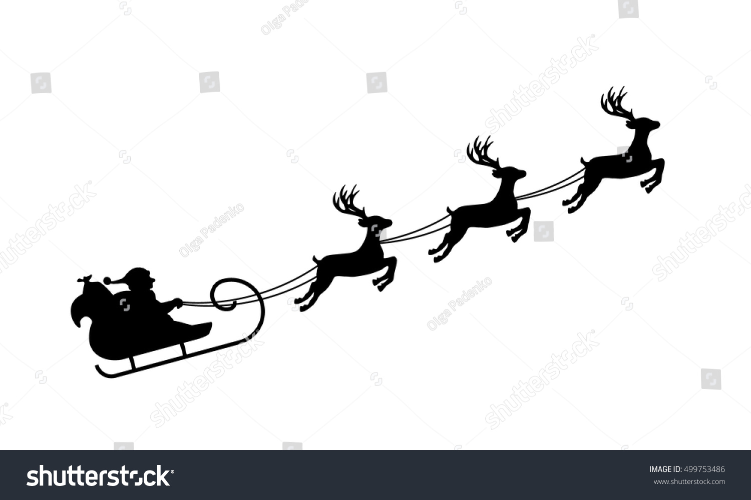 Isolated Silhouette Santas Sledge Black On Stock Vector 499753486 ...