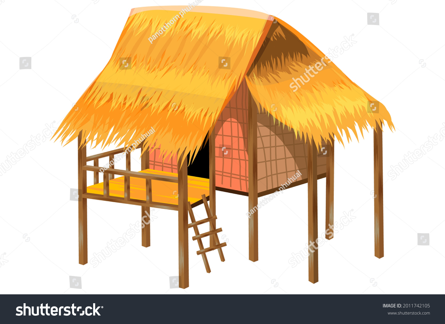 Isolated Straw Hut On White Background Stock Vector (Royalty Free) 2011742105 Shutterstock