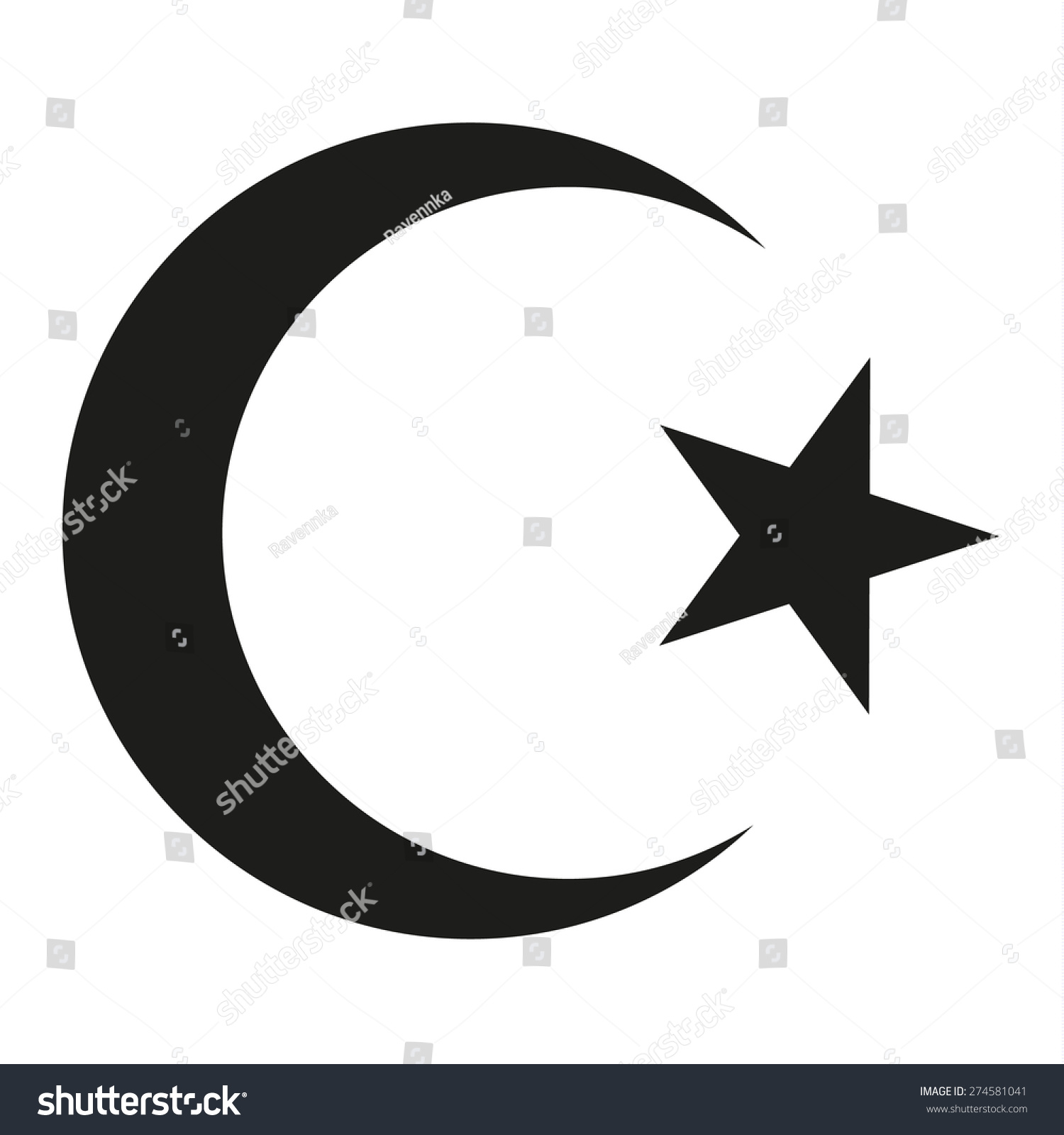 Isolated Symbol Crescent Star Black Color Stock Vector 274581041 ...