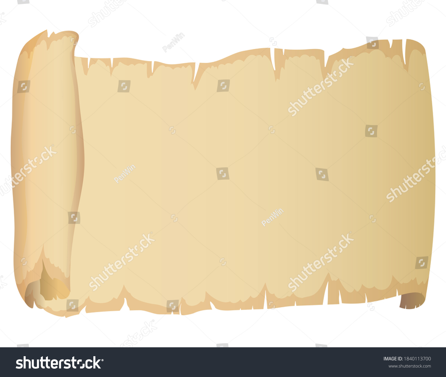 Isolated Template Unrolled Scroll Blank Space Stock Vector (Royalty ...