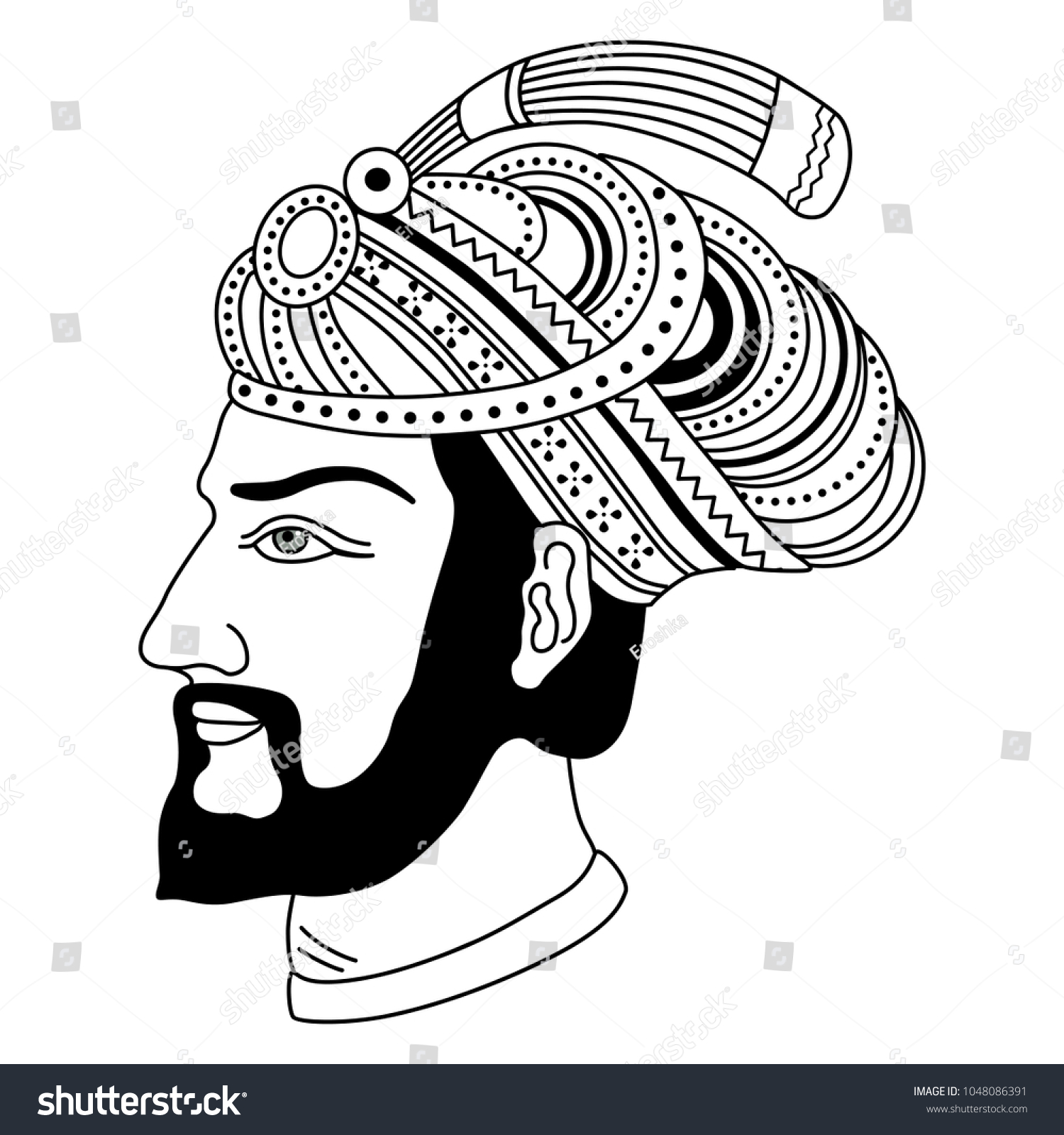 Isolated Vector Black Illustration Head Medieval Stock Vector (Royalty ...