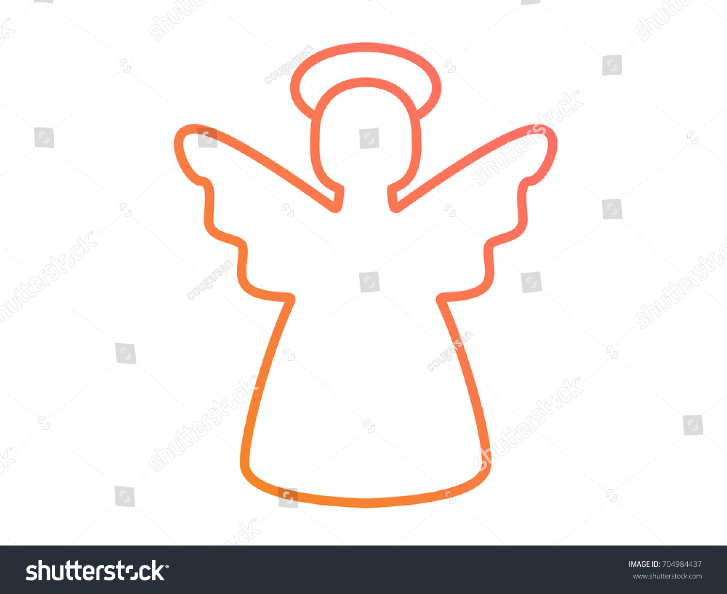 SVG of Isolated vector colorful gradient pink to orange Christmas angel line icon svg