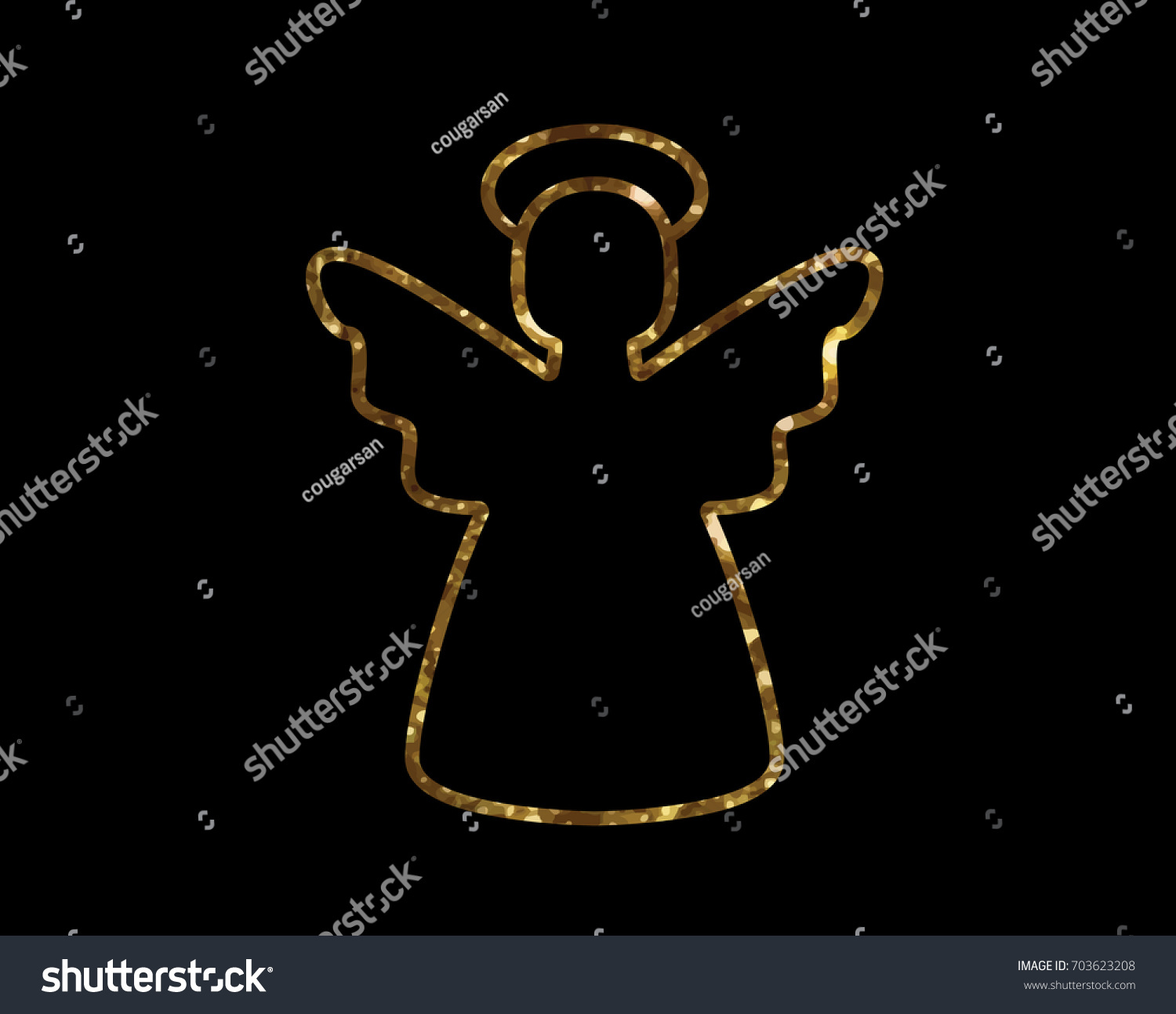 SVG of Isolated vector golden glitter Christmas angel line icon svg