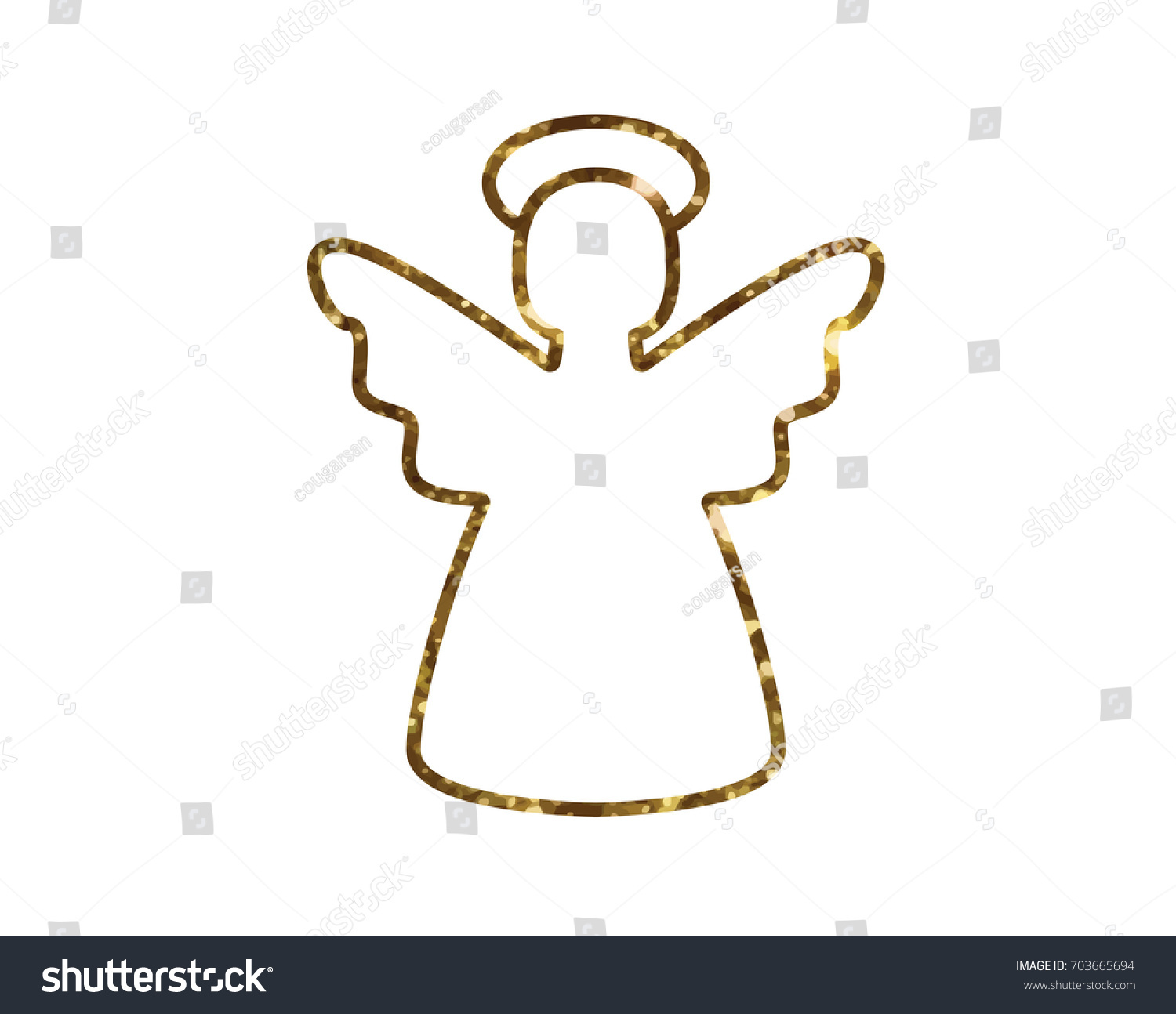 SVG of Isolated vector golden glitter Christmas angel line icon svg