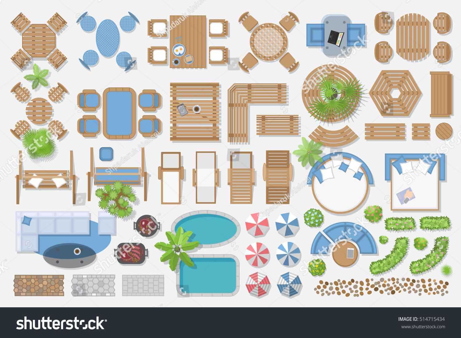 Isolated Vector Illustration Outdoor Furniture Landscape Stock Vector ...