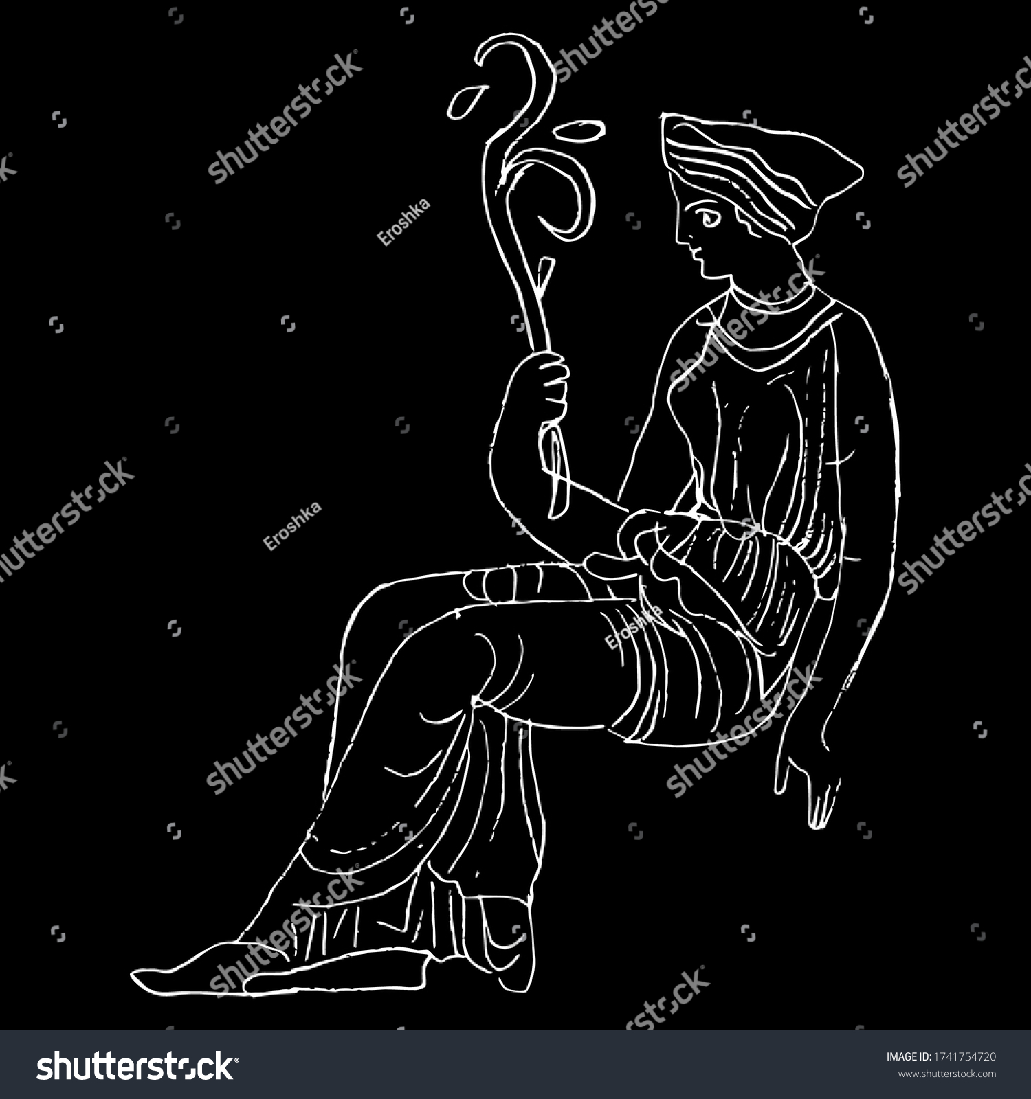 Isolated Vector Illustration Sitting Ancient Greek Stock Vector Royalty Free