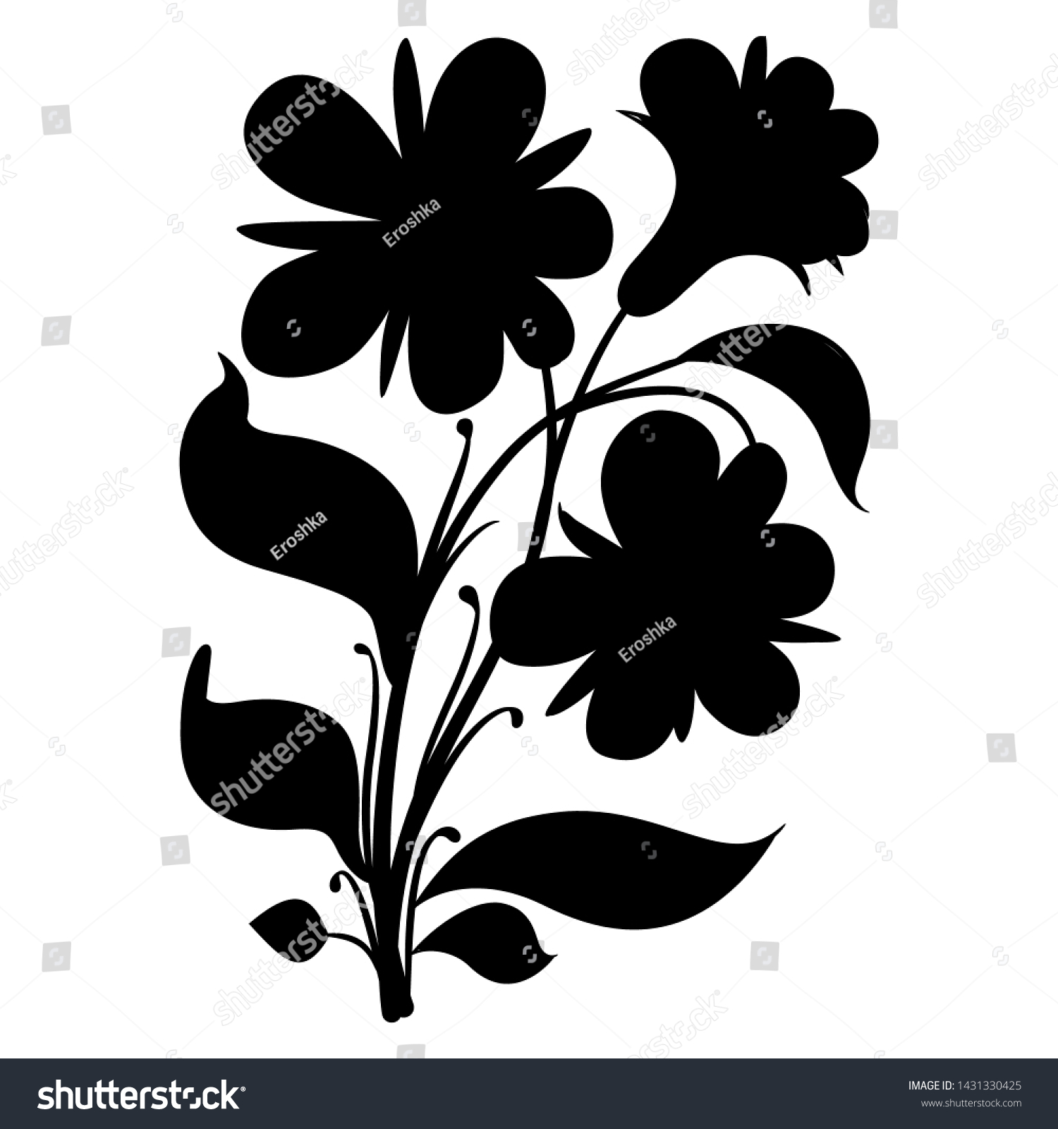 Isolated Vector Illustration Stylized Flower Branch Stock Vector ...