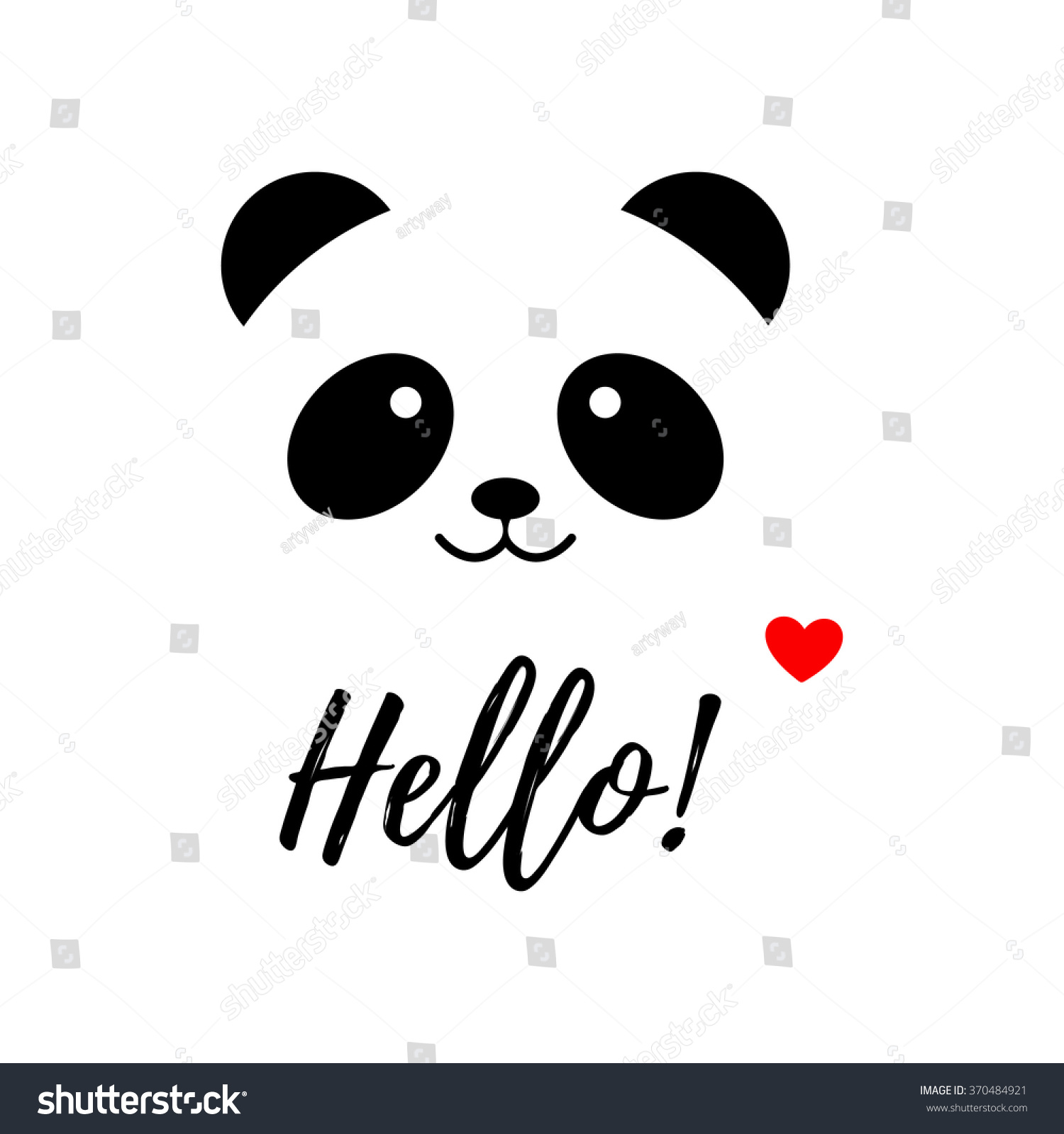 SVG of Isolated vector panda logo. Animal illustration. Hello icon. Smiling bear image. White background. Greeting card for St. Valentines Day. Love. Romantic illustration. svg