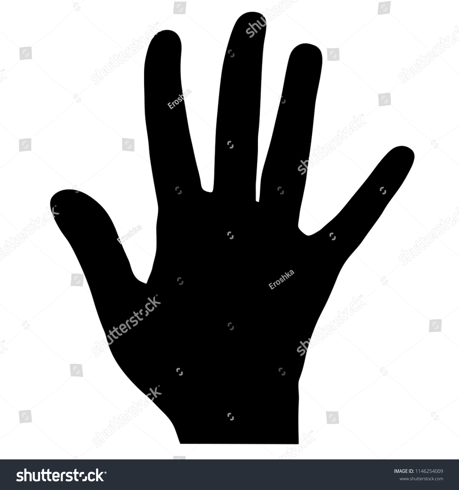 Isolated Vector Silhouette Human Palm Open Stock Vector (Royalty Free ...