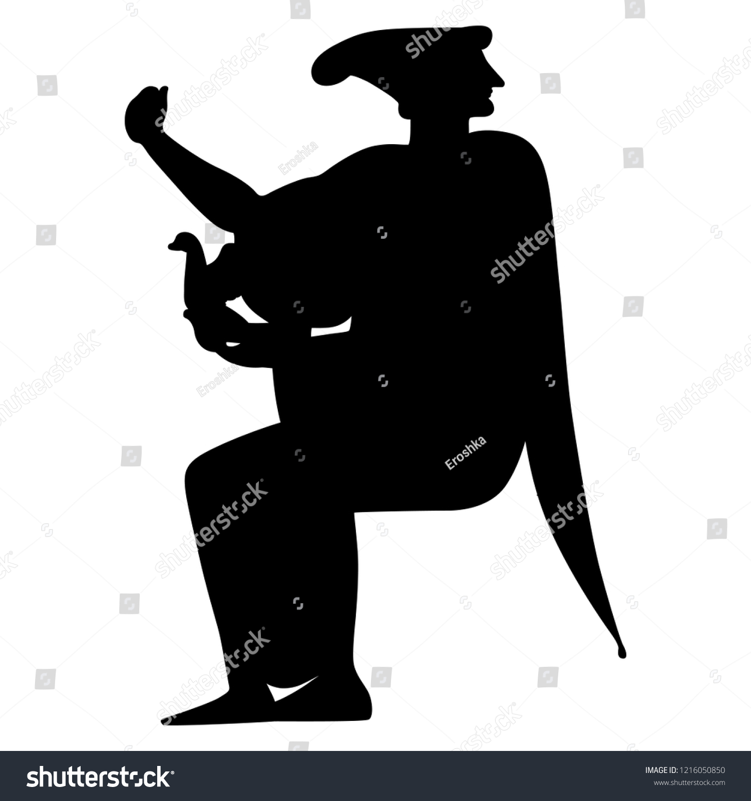 Isolated Vector Silhouette Ancient Greek Seated Stock Vector