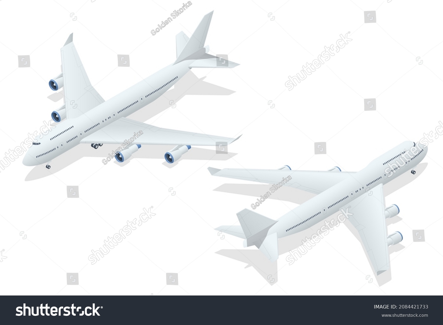 SVG of Isometric Airplanes on Blue Background. Industrial Blueprint of Airplane. Airbus Industries Airplane B-747 super jumbo large wide body passenger svg