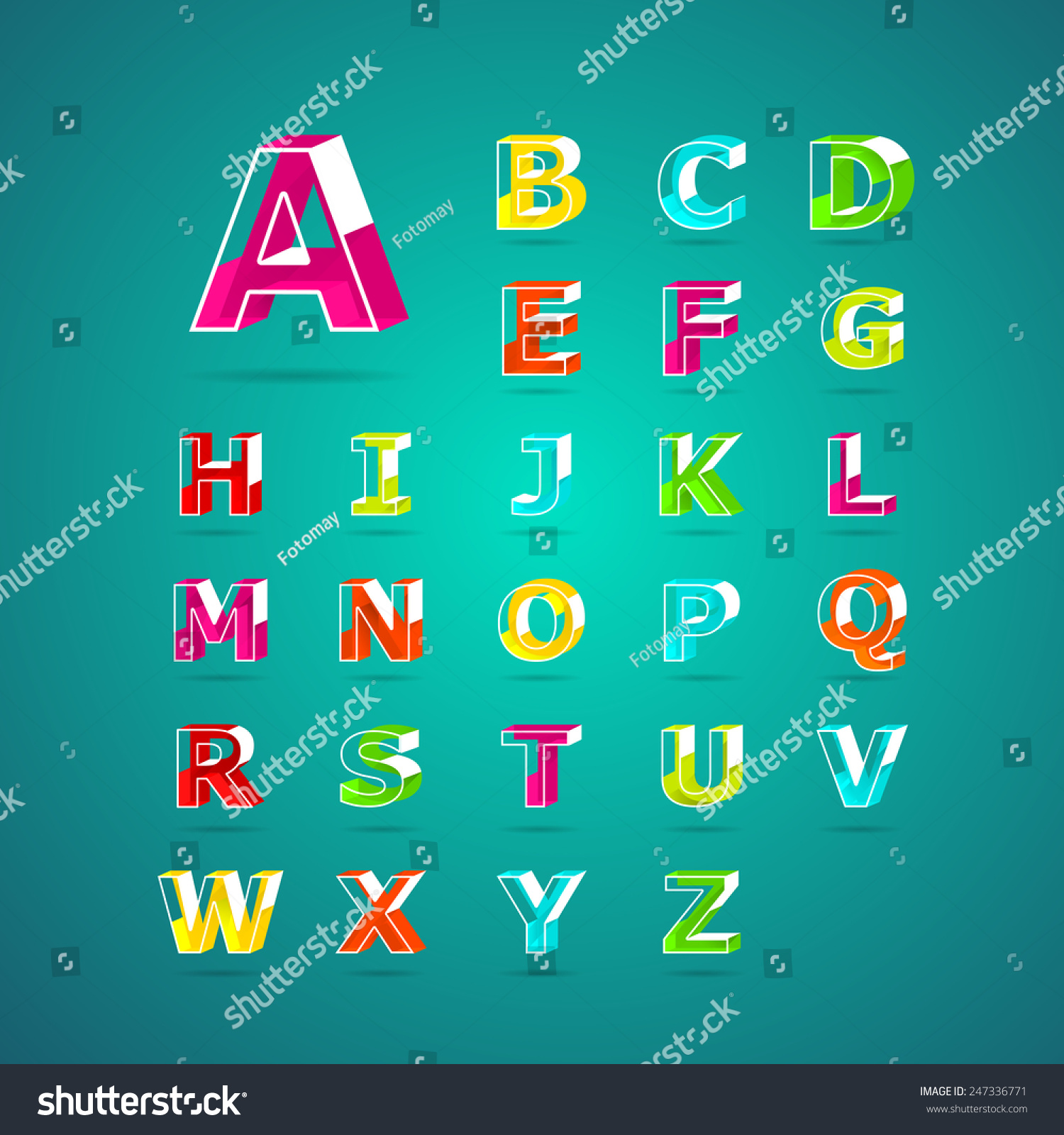 Isometric Alphabet Fontcapital Letter B C Stock Vector Royalty Free