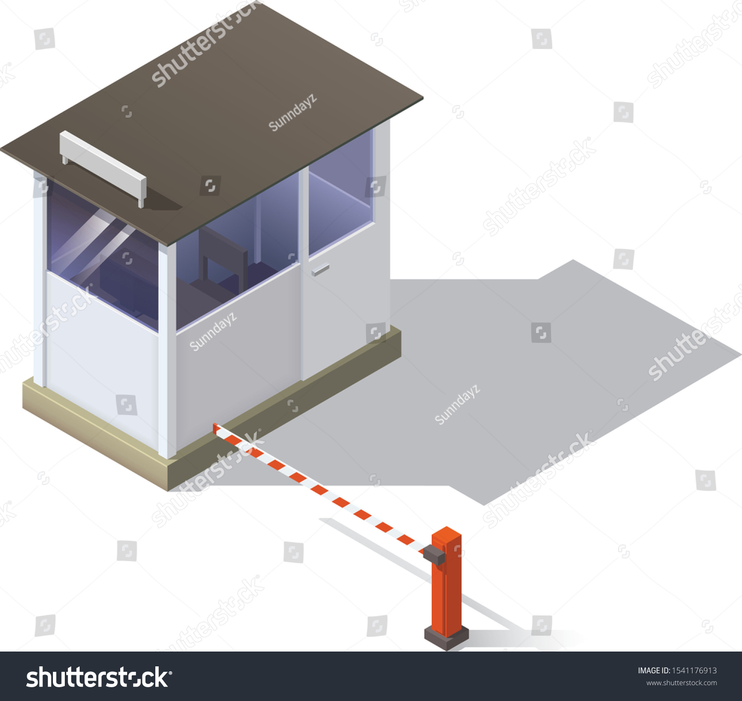 Isometric Automatic Road Barrier Security Kiosk Stock Vector (Royalty ...