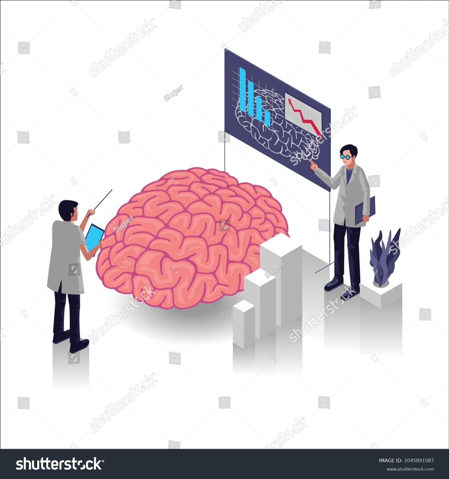 Isometric Brain Analytics Vector Illustration Brain Stock Vector Isometric Brain Analytics Vector Illustration Brain Stock Vector