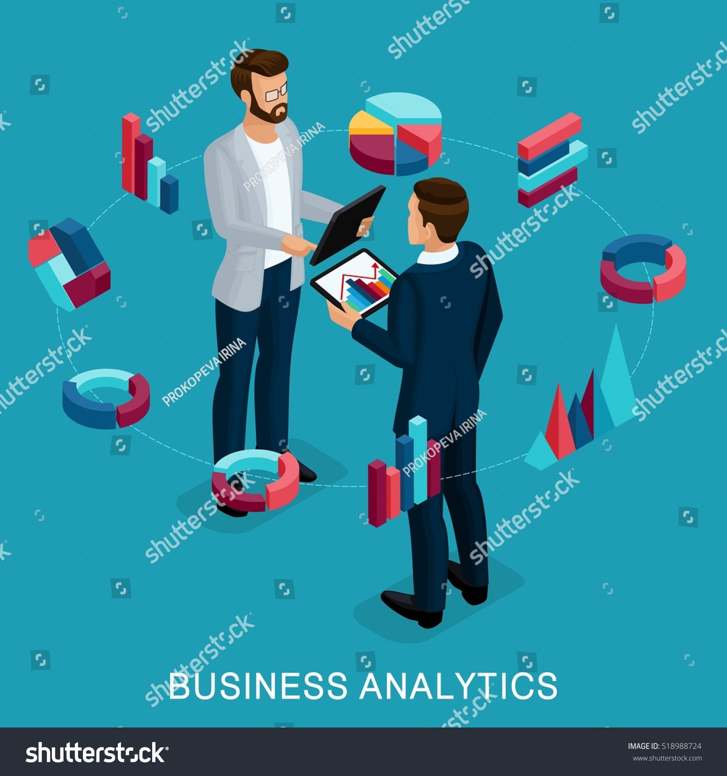 SVG of Isometric Business Analyst, male businessman, concept planning. Young businessman stylish hairstyle business clothes, work on modern systems, tablet wi-fi. Vector illustration. svg