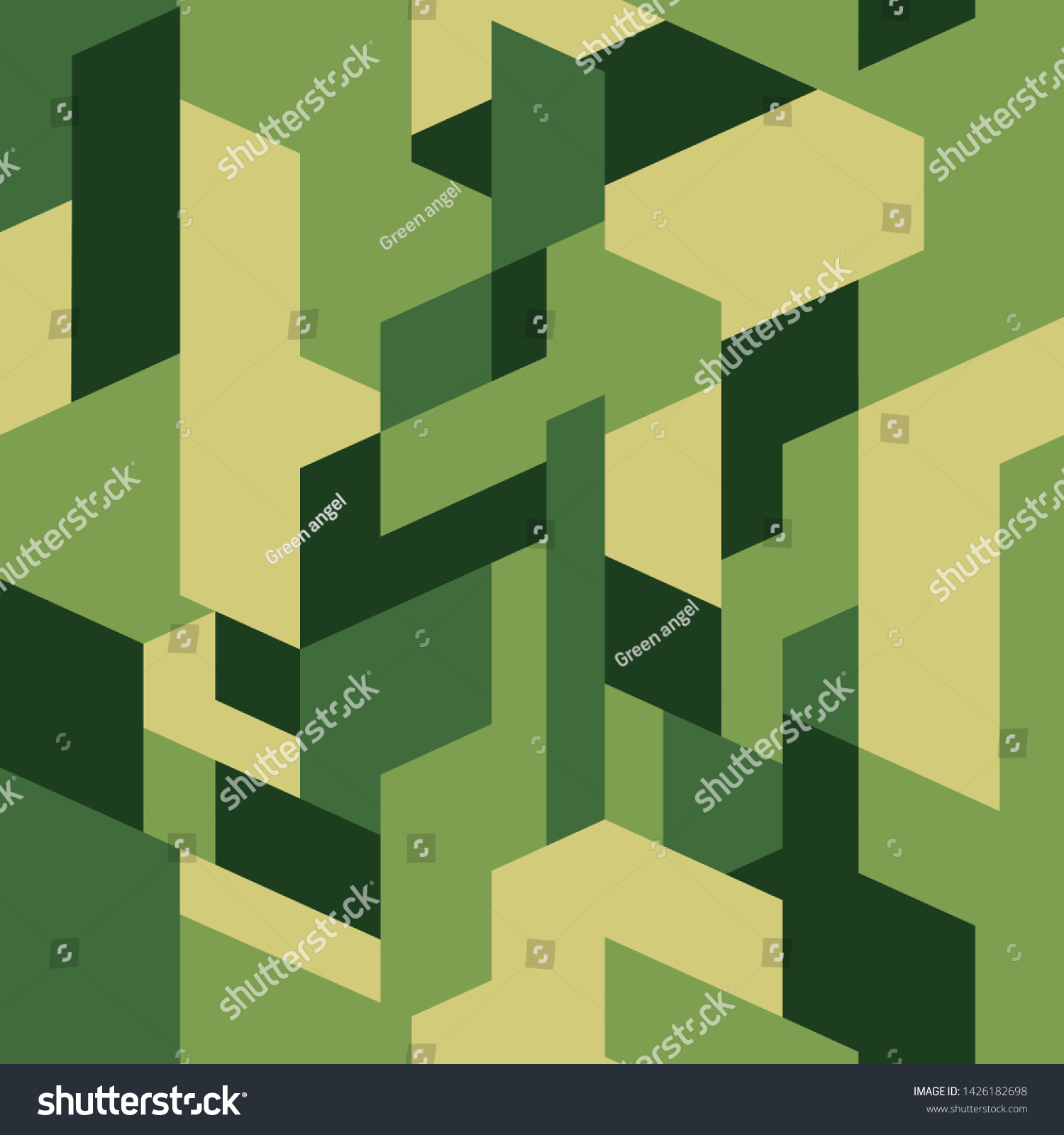 Isometric Camouflage Pattern Military Seamless Texture Stock Vector ...