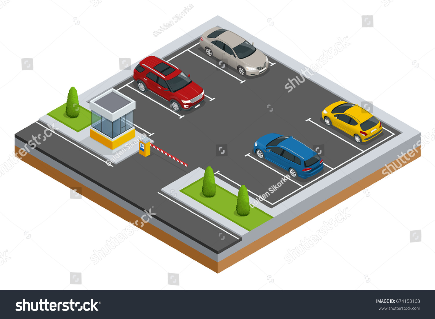 Isometric Cars Parking Car Parking City Stock Vector Royalty Free