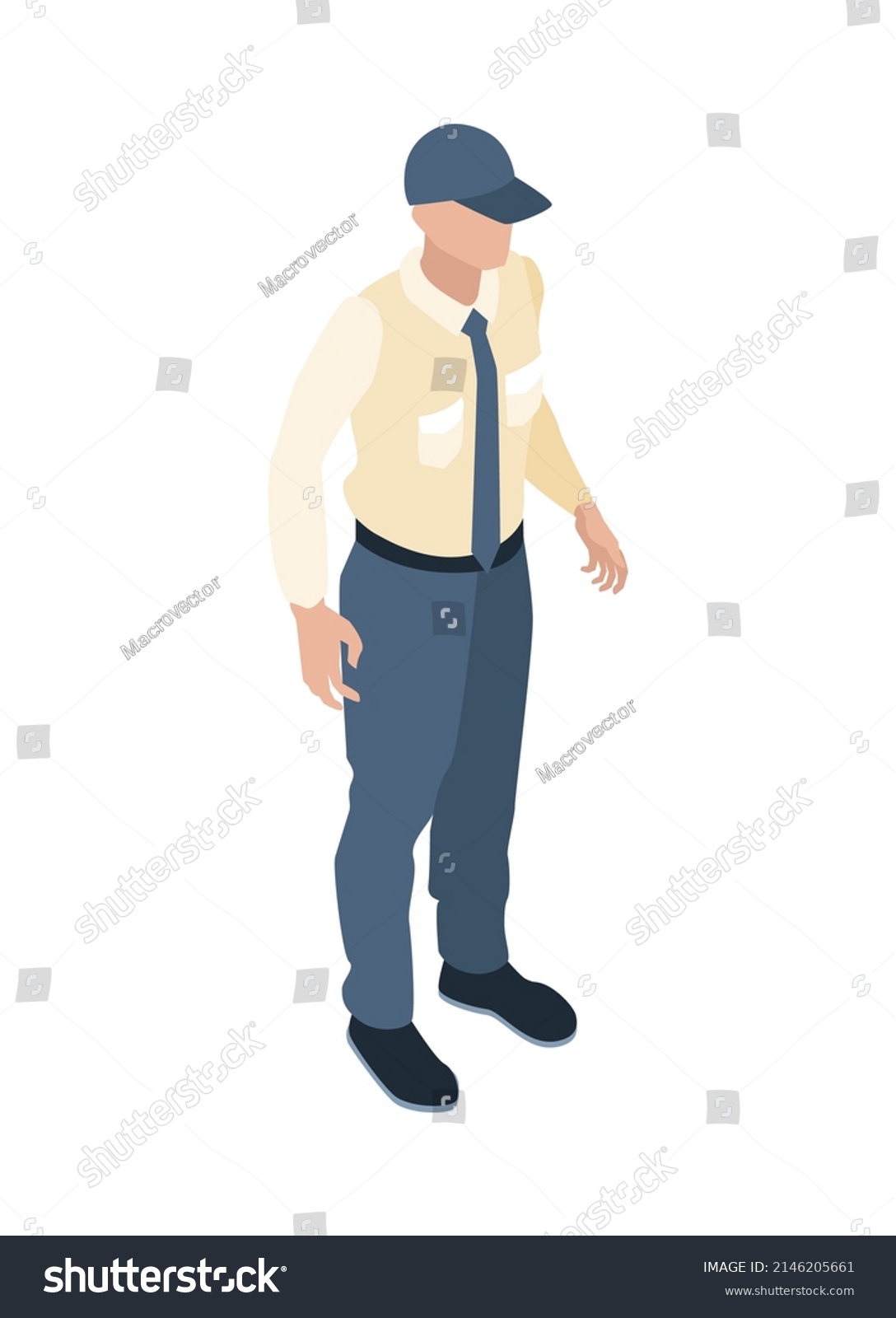 Isometric Character Faceless Man Wearing Tie Stock Vector (Royalty Free ...