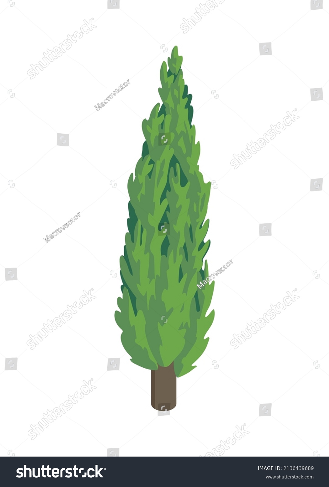 SVG of Isometric city park elements composition with isolated image of cypress tree on blank background vector illustration svg